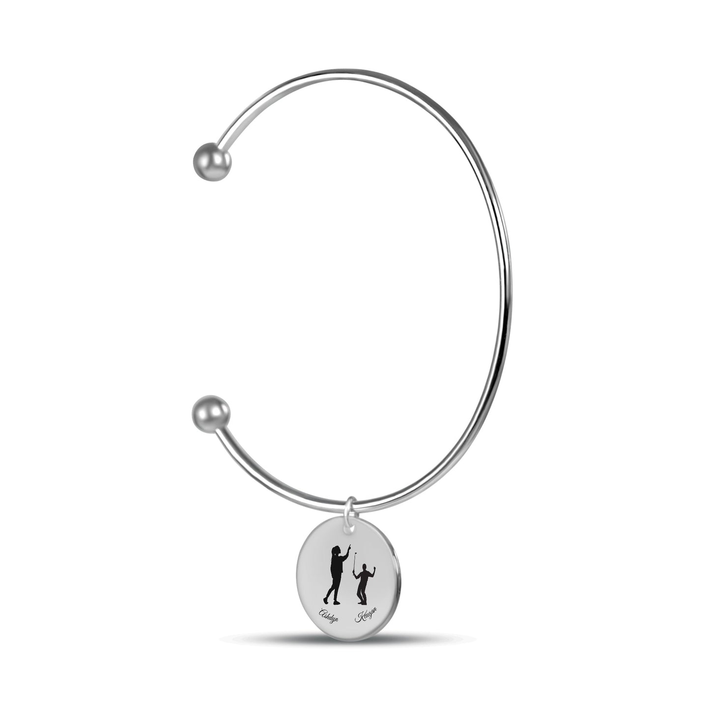 Parent & Child Silhouette Bangle Bracelet [Personalized] - Bubble Gum Wink