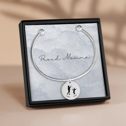 Parent & Child Silhouette Bangle Bracelet [Personalized] - Bubble Gum Wink