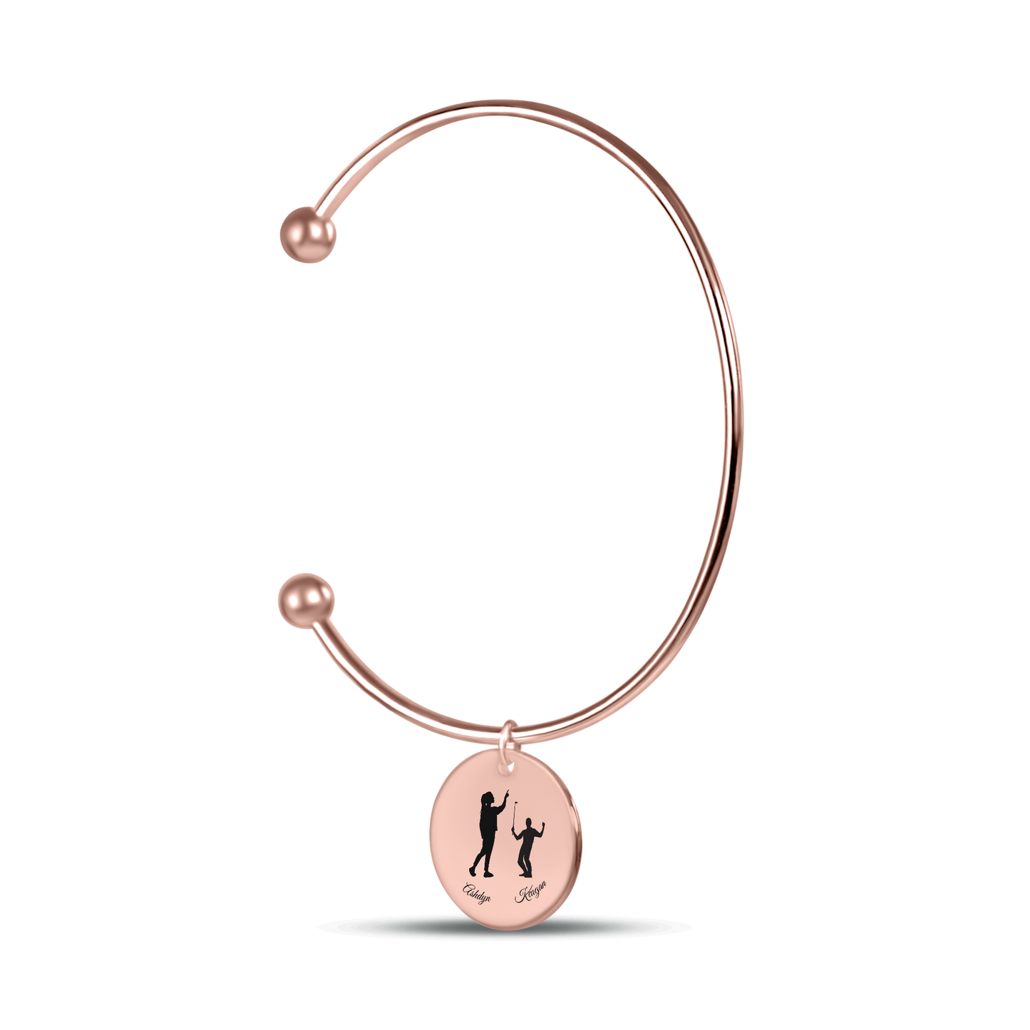 Parent & Child Silhouette Bangle Bracelet [Personalized] - Bubble Gum Wink