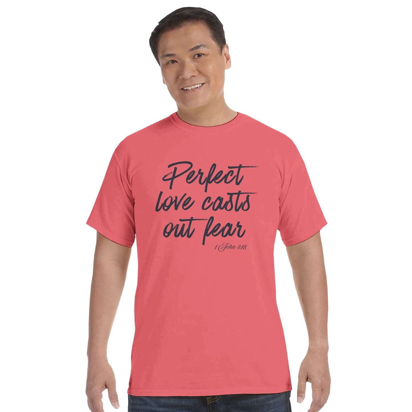 Perfect Love Casts Out Fear Faith Forward Tee - Bubble Gum Wink