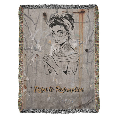 Rebel to Redemption™ Woven Blanket – Faith & Grit Comfort Throw - Bubble Gum Wink
