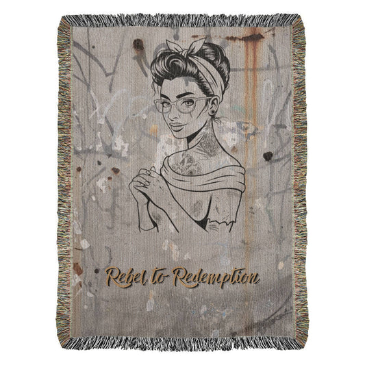 Rebel to Redemption™ Woven Blanket – Faith & Grit Comfort Throw - Bubble Gum Wink