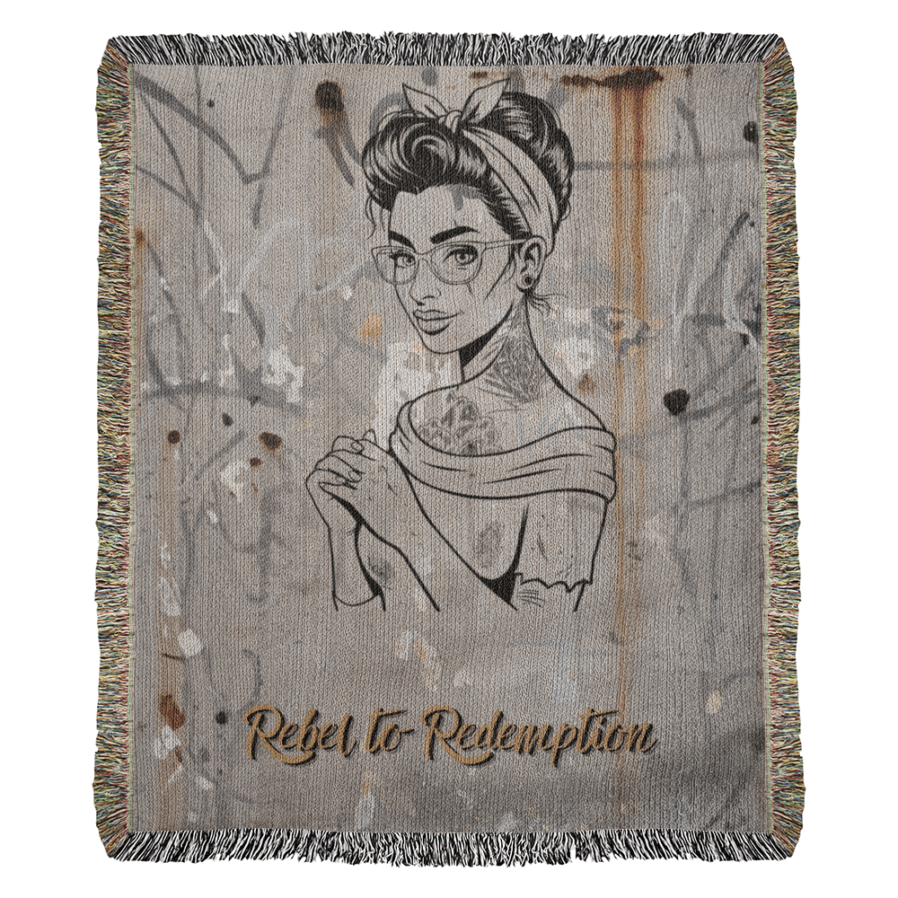 Rebel to Redemption™ Woven Blanket – Faith & Grit Comfort Throw - Bubble Gum Wink