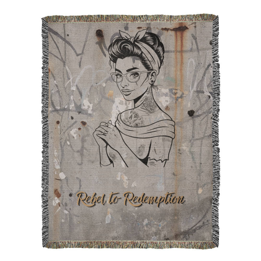 Rebel to Redemption™ Woven Blanket – Faith & Grit Comfort Throw - Bubble Gum Wink