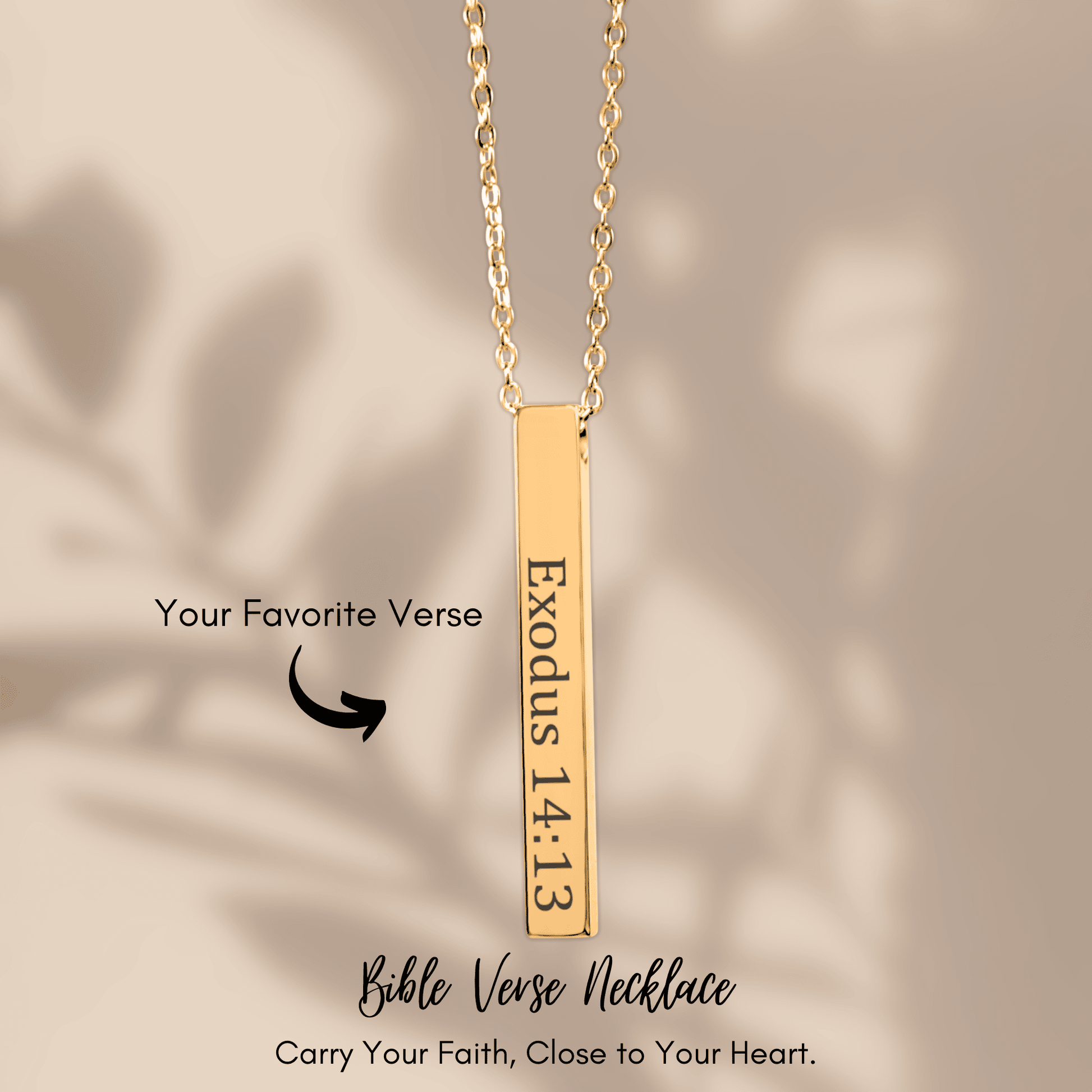 Stand Firm - Faith Necklace – Exodus 14:13 Scripture Pendant (Customizable) - Bubble Gum Wink