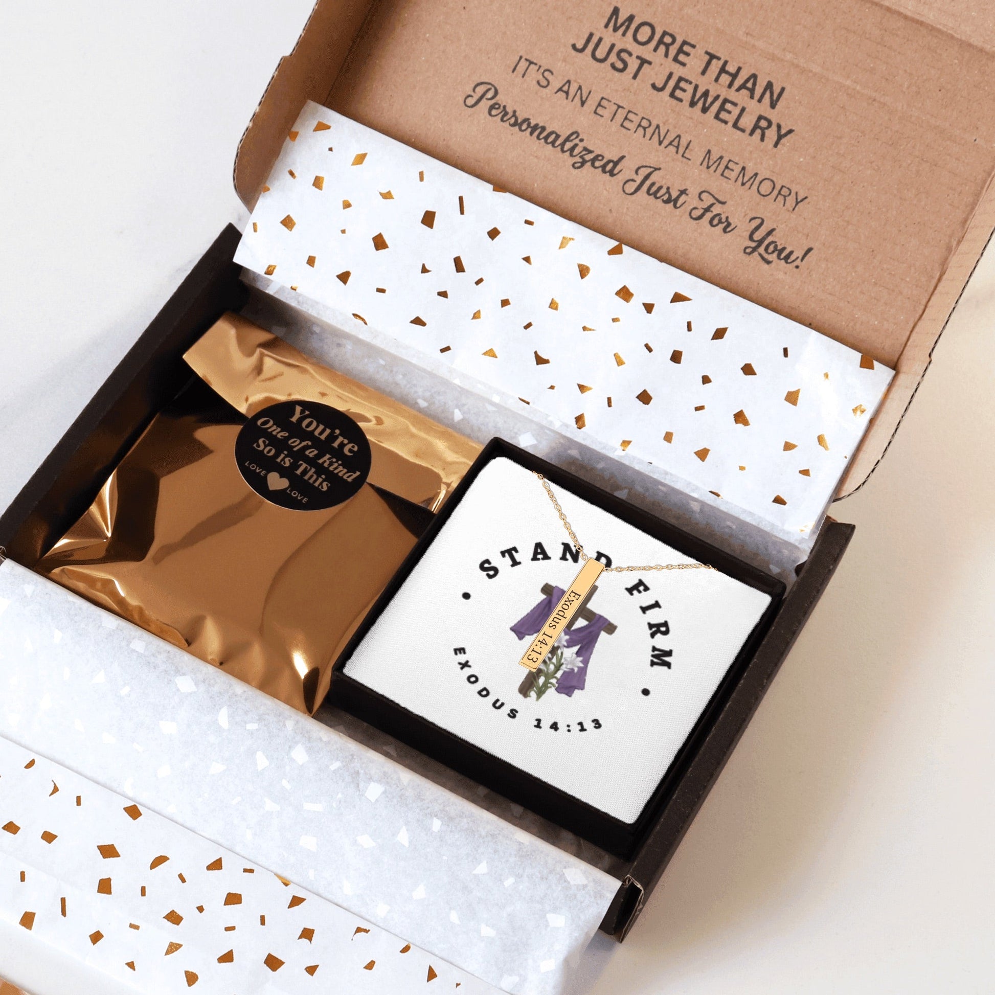 Stand Firm - Faith Necklace – Exodus 14:13 Scripture Pendant (Customizable) - Bubble Gum Wink