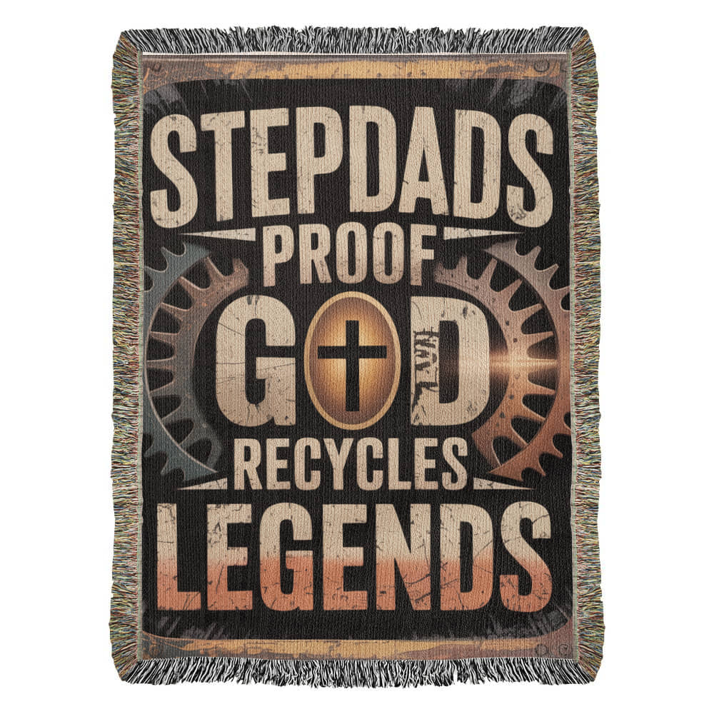 Stepdads – Proof God Recycles Legends Woven Throw Blanket - Bubble Gum Wink