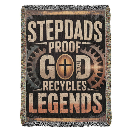 Stepdads – Proof God Recycles Legends Woven Throw Blanket - Bubble Gum Wink