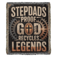 Stepdads – Proof God Recycles Legends Woven Throw Blanket - Bubble Gum Wink