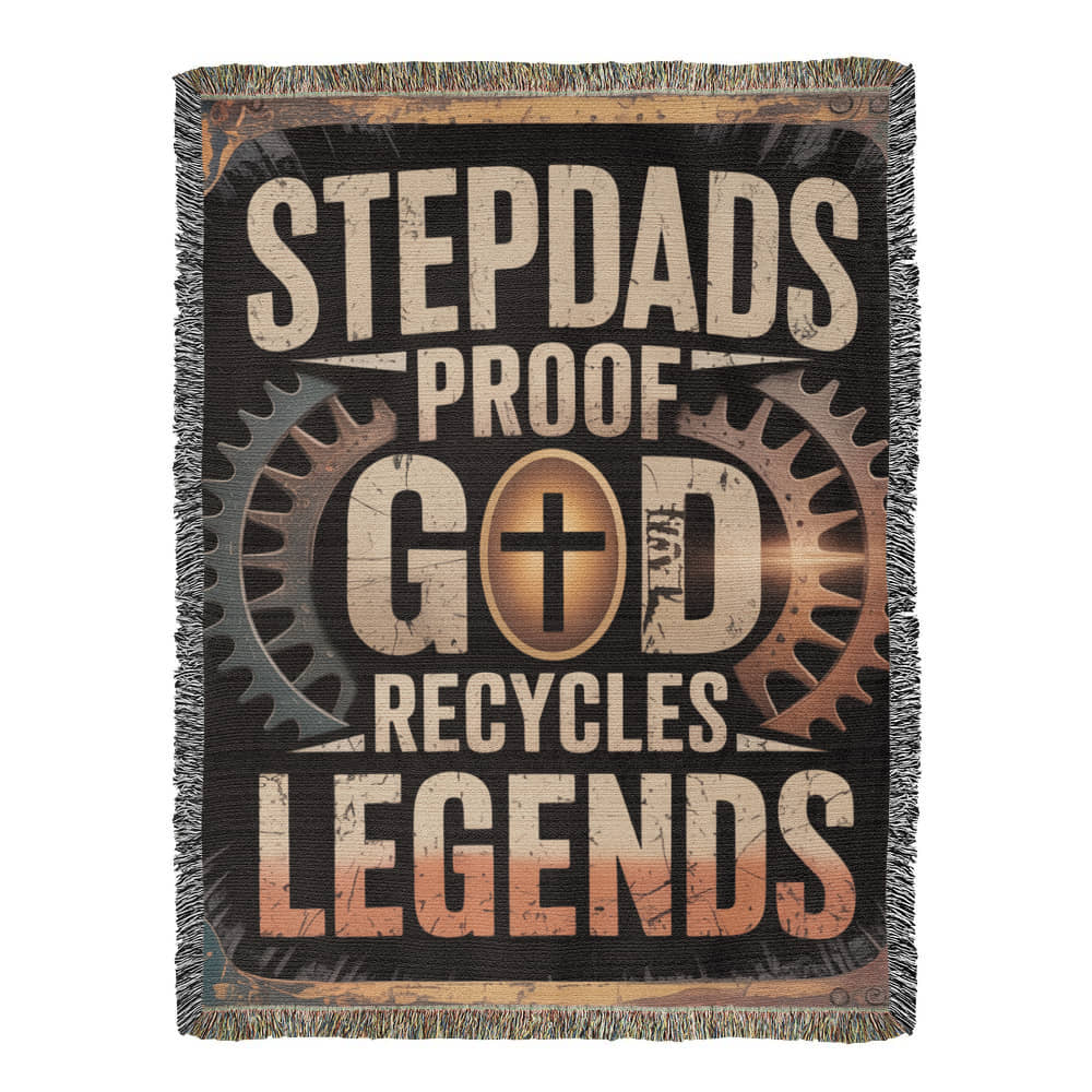 Stepdads – Proof God Recycles Legends Woven Throw Blanket - Bubble Gum Wink