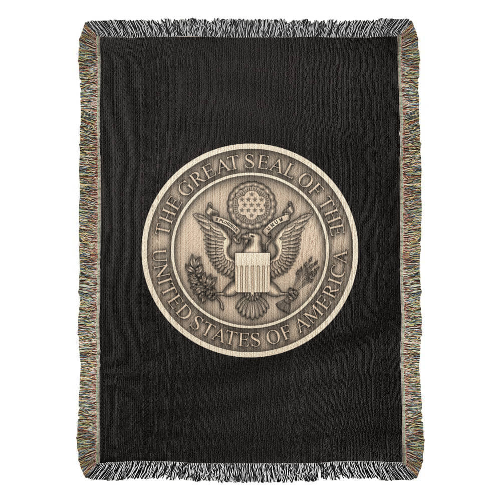 The Great Seal of the United States Woven Throw Blanket – Patriotic Heritage Edition - Bubble Gum Wink