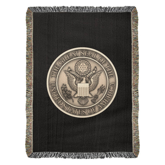 The Great Seal of the United States Woven Throw Blanket – Patriotic Heritage Edition - Bubble Gum Wink