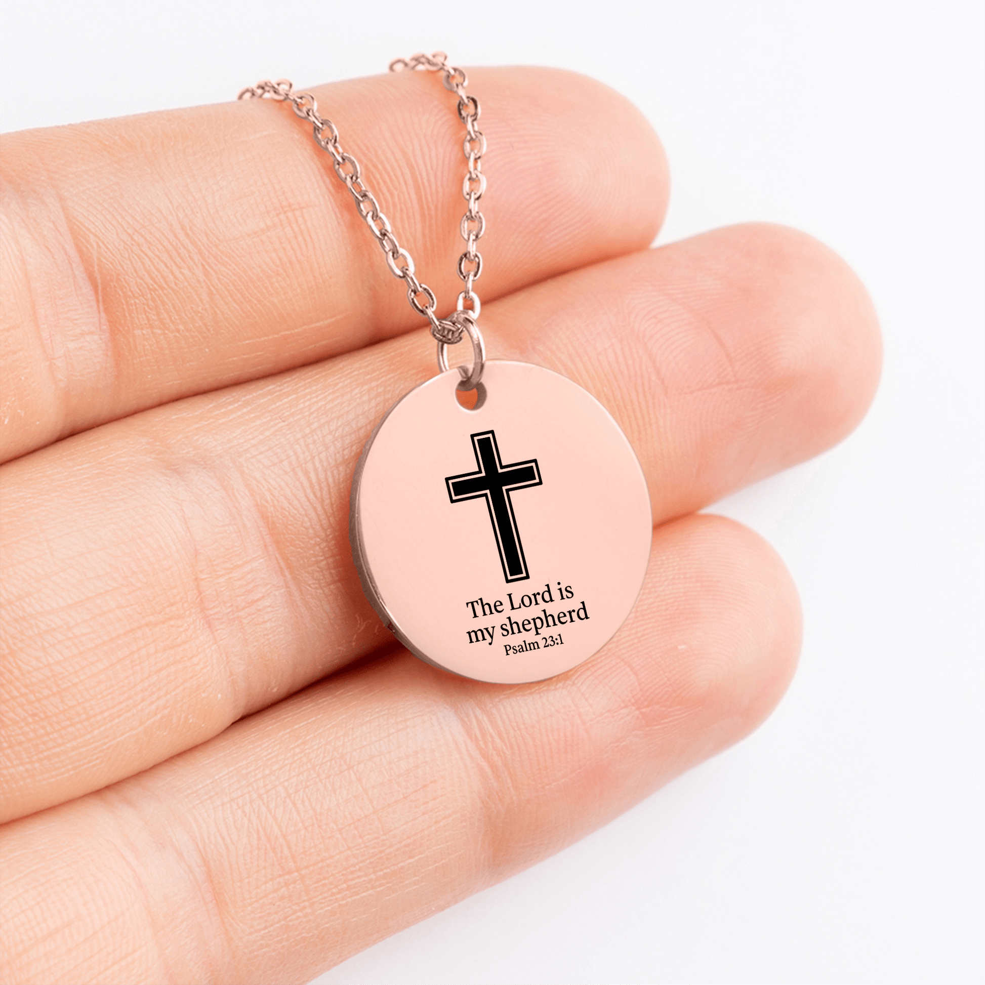 The Lord is My Shepherd Coin Necklace – Psalm 23:1 Engraved Faith Pendant - Bubble Gum Wink