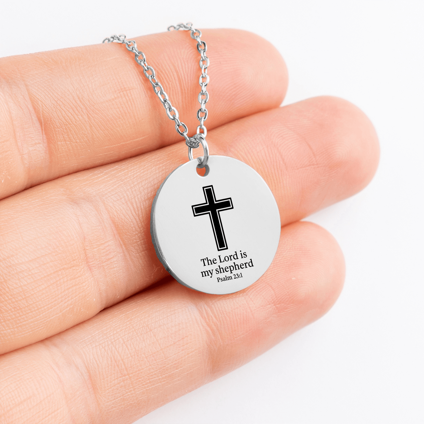 The Lord is My Shepherd Coin Necklace – Psalm 23:1 Engraved Faith Pendant - Bubble Gum Wink