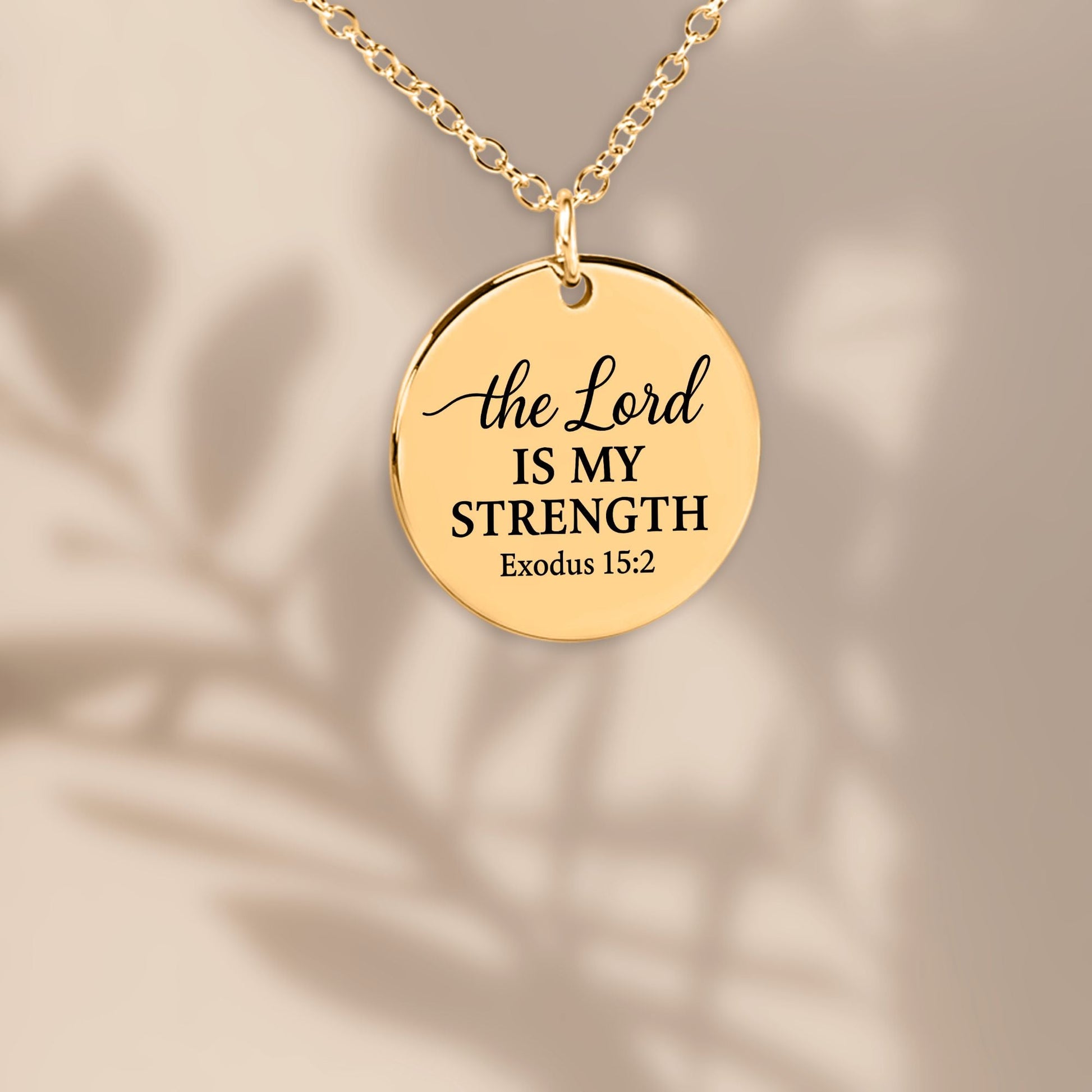 The Lord Is My Strength Coin Necklace – Exodus 15:2 Faith Pendant - Bubble Gum Wink