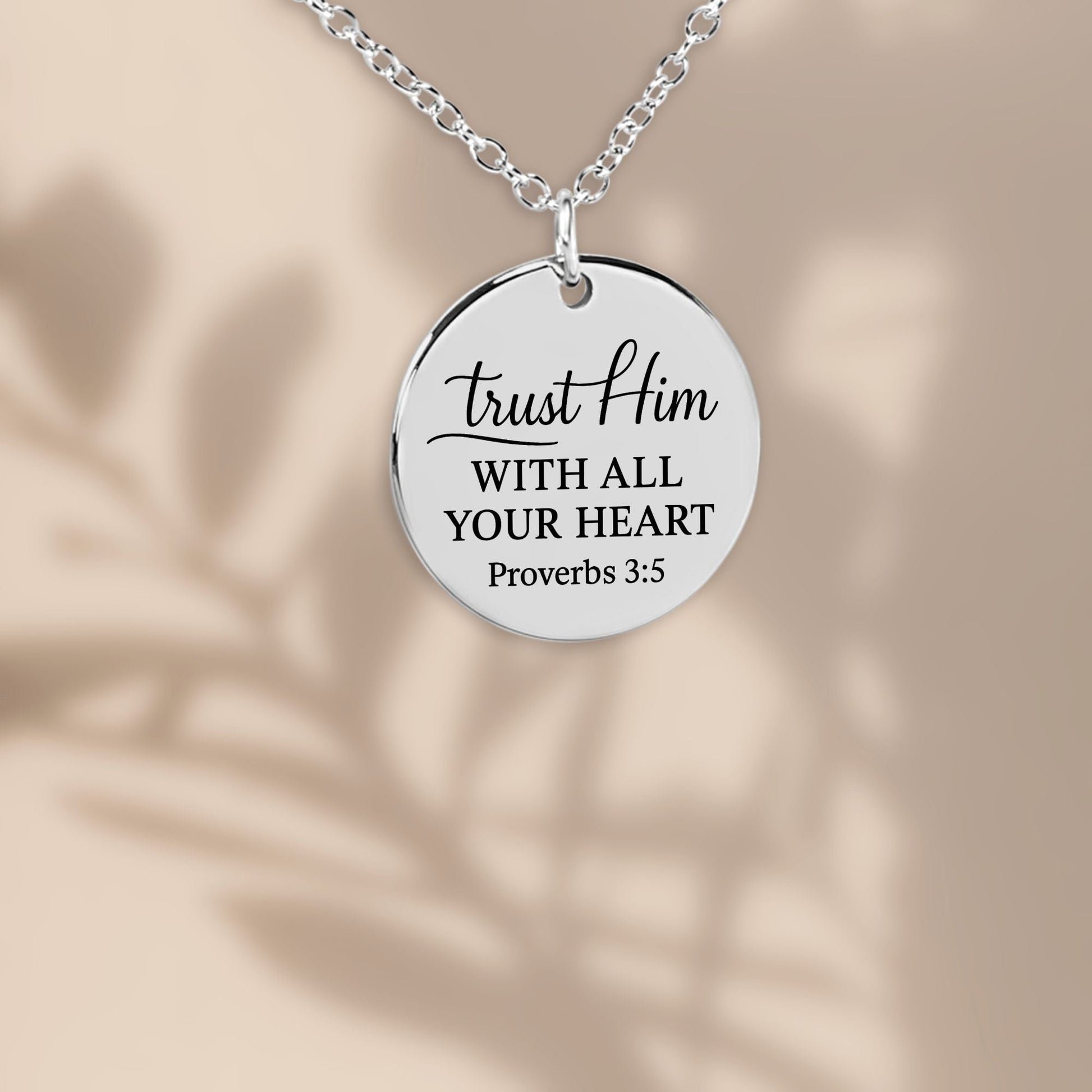 Trust Him Coin Necklace – Proverbs 3:5 Faith Pendant - Bubble Gum Wink