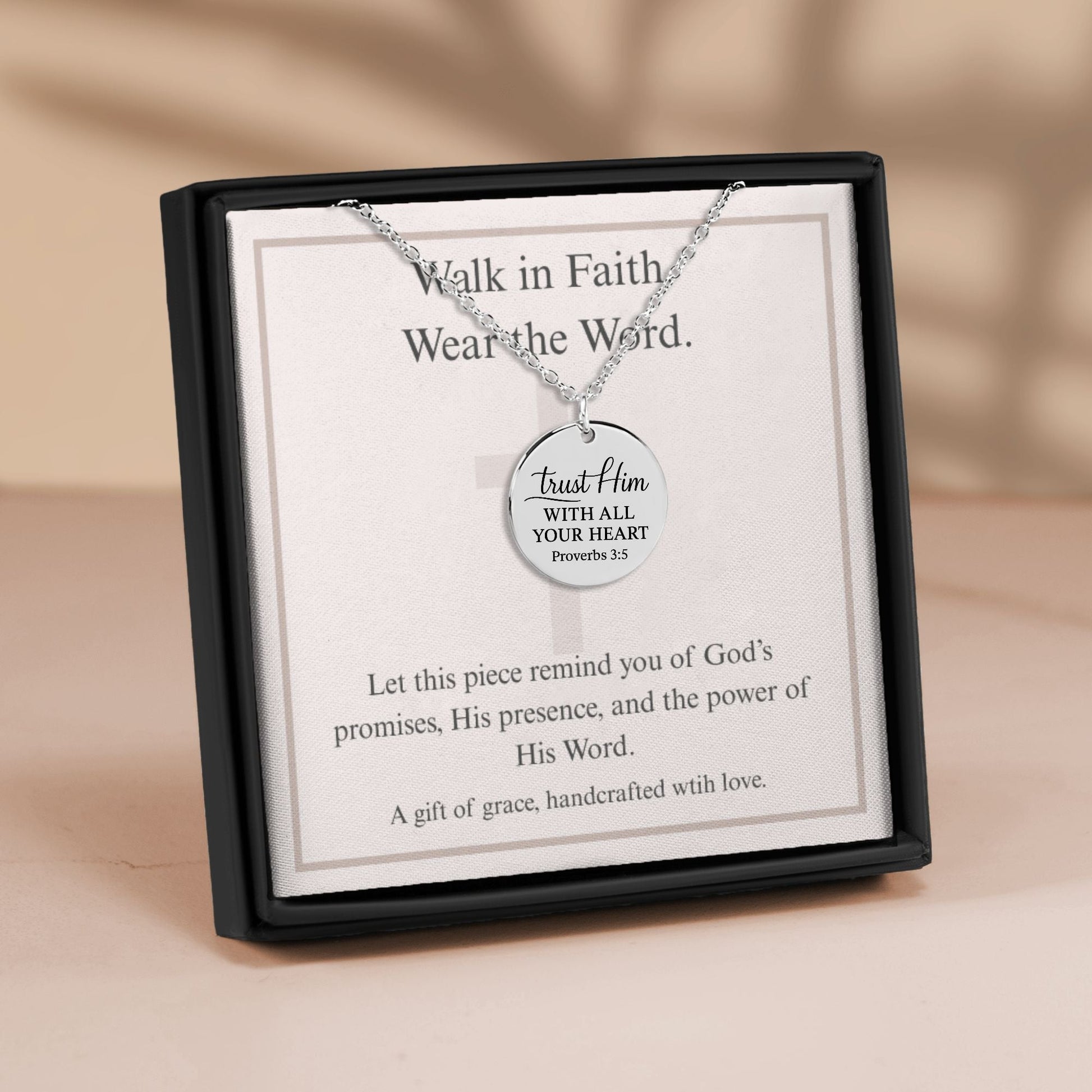 Trust Him Coin Necklace – Proverbs 3:5 Faith Pendant - Bubble Gum Wink