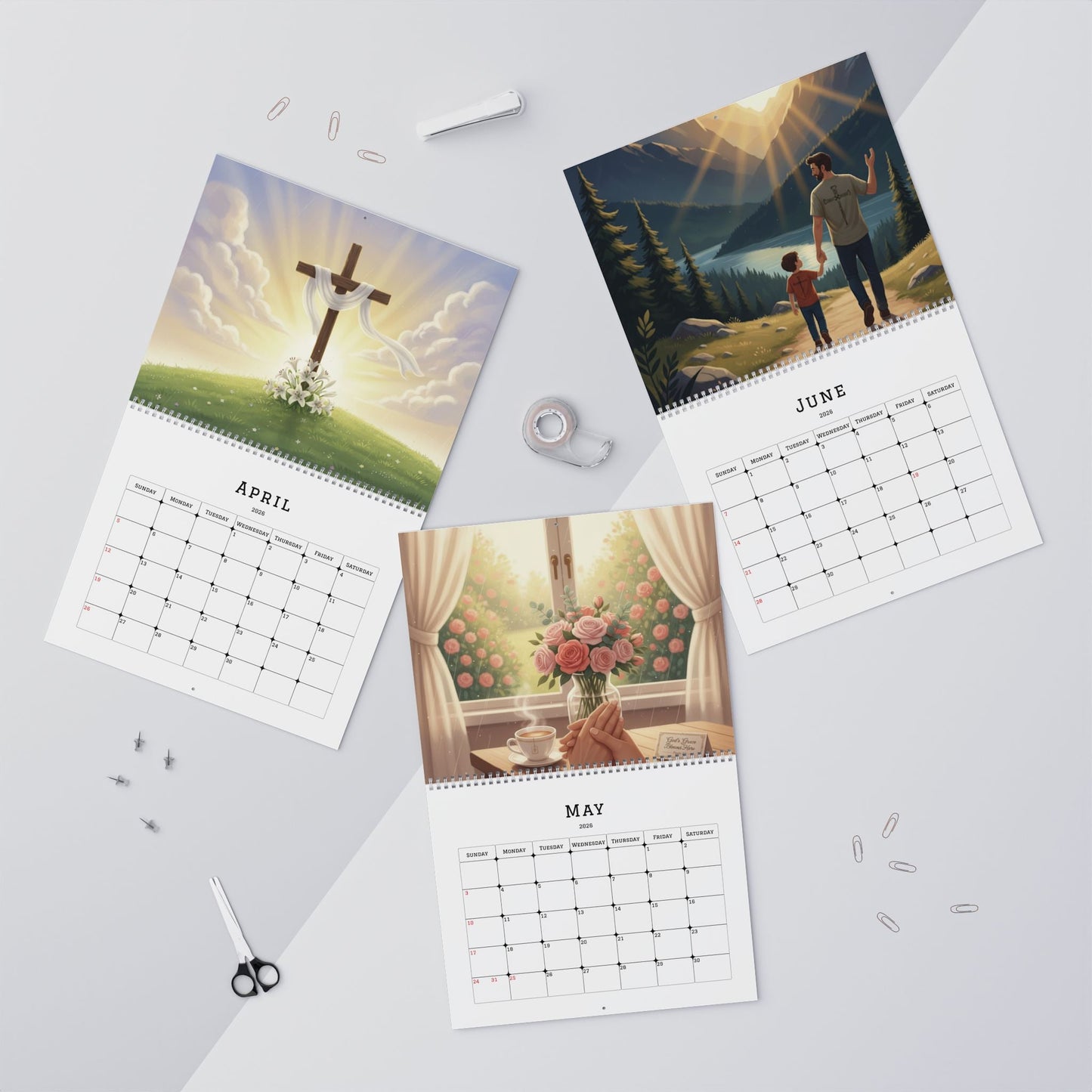 Trusting His Timing in All Seasons – Christian 2026 Wall Calendar | Faith - Inspired Home Décor Gift - Bubble Gum Wink