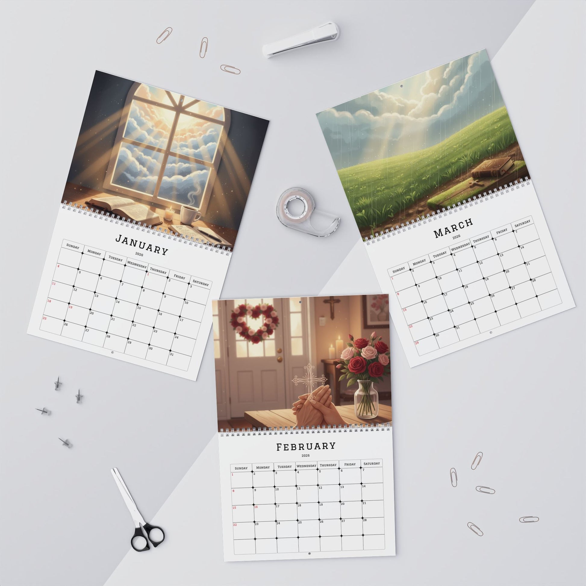 Trusting His Timing in All Seasons – Christian 2026 Wall Calendar | Faith - Inspired Home Décor Gift - Bubble Gum Wink