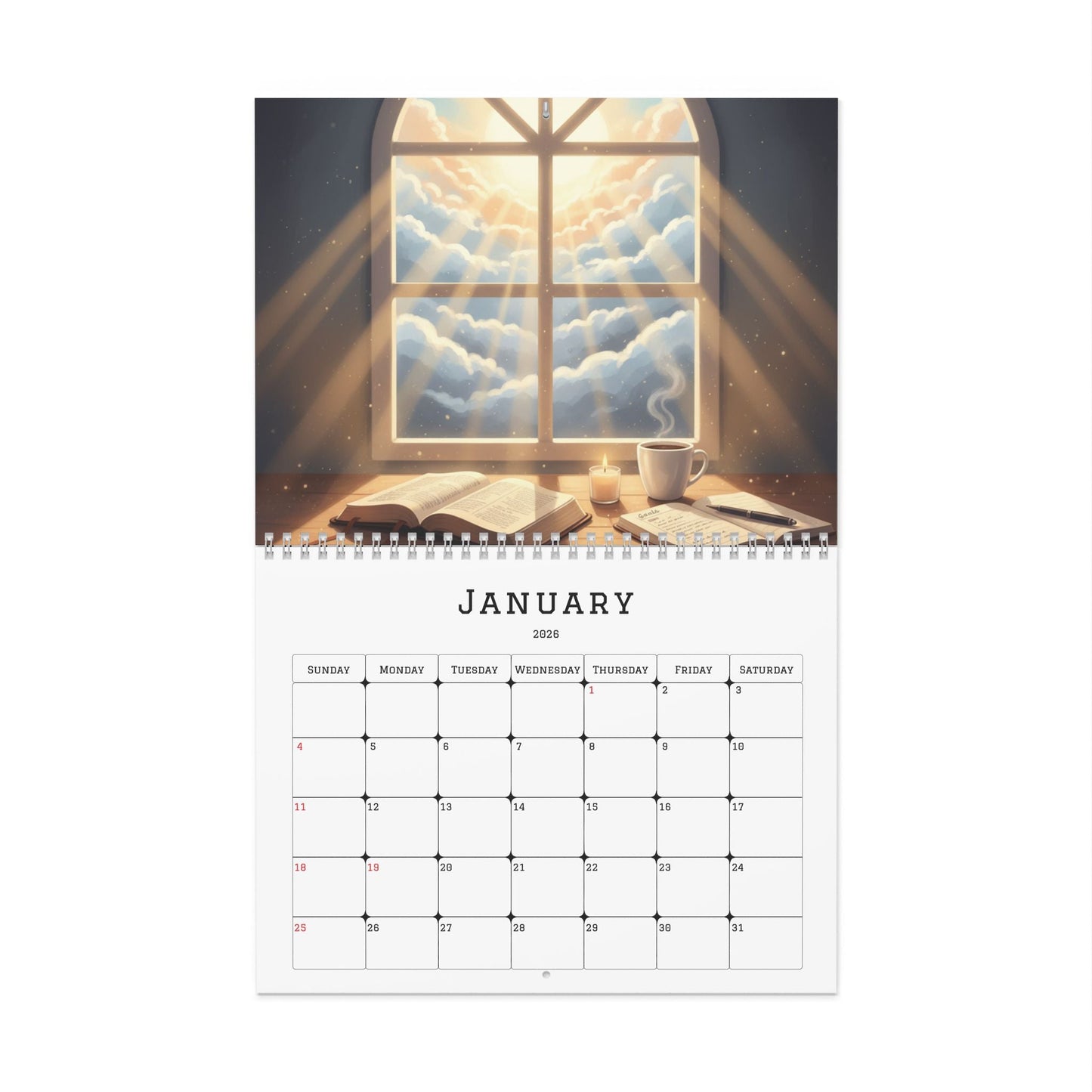Trusting His Timing in All Seasons – Christian 2026 Wall Calendar | Faith - Inspired Home Décor Gift - Bubble Gum Wink