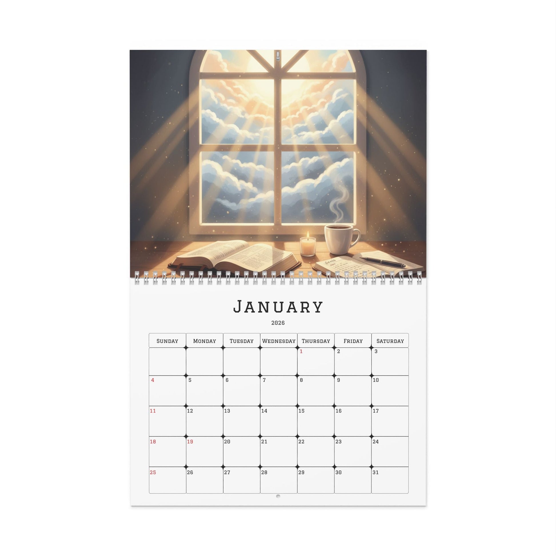Trusting His Timing in All Seasons – Christian 2026 Wall Calendar | Faith - Inspired Home Décor Gift - Bubble Gum Wink