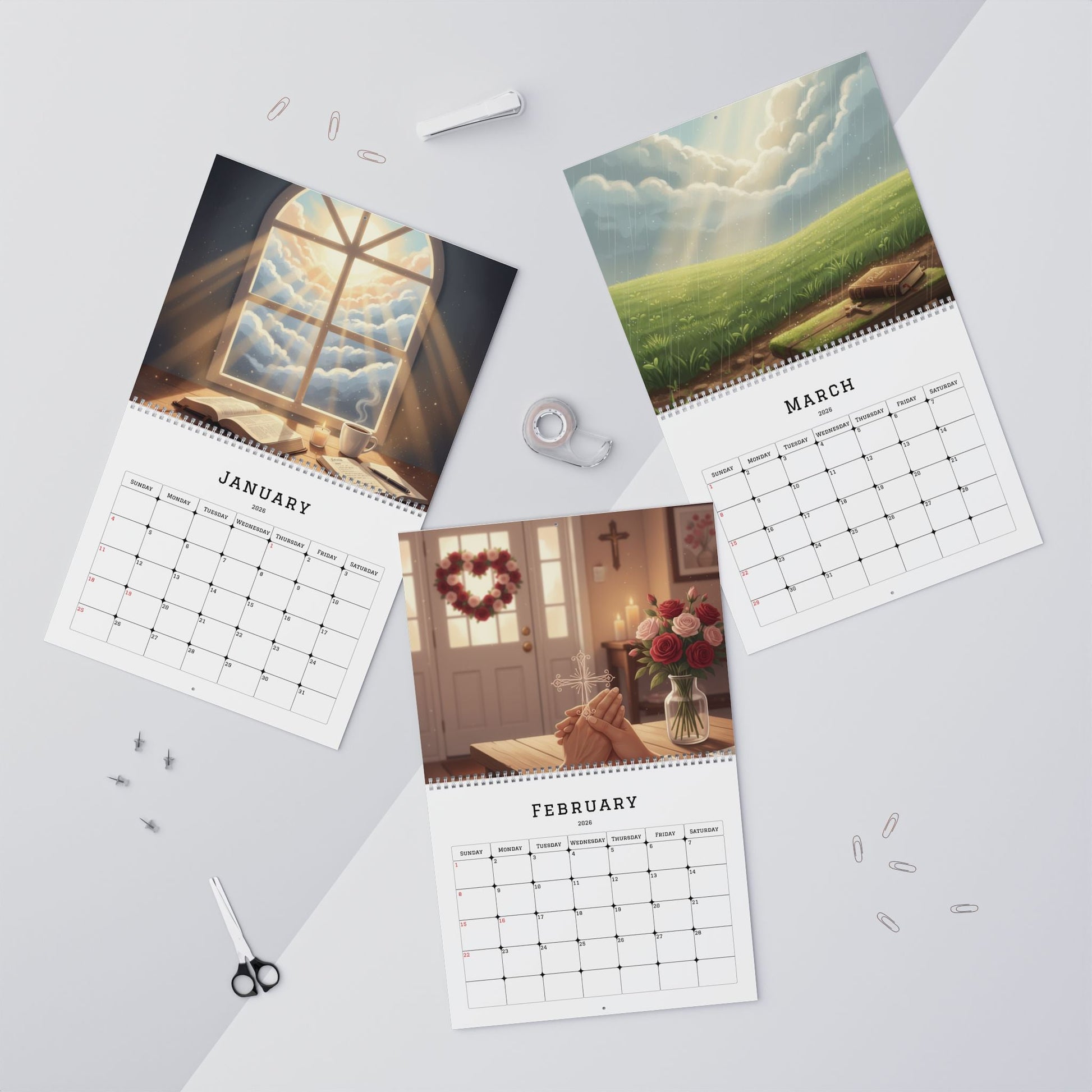 Trusting His Timing in All Seasons – Christian 2026 Wall Calendar | Faith - Inspired Home Décor Gift - Bubble Gum Wink