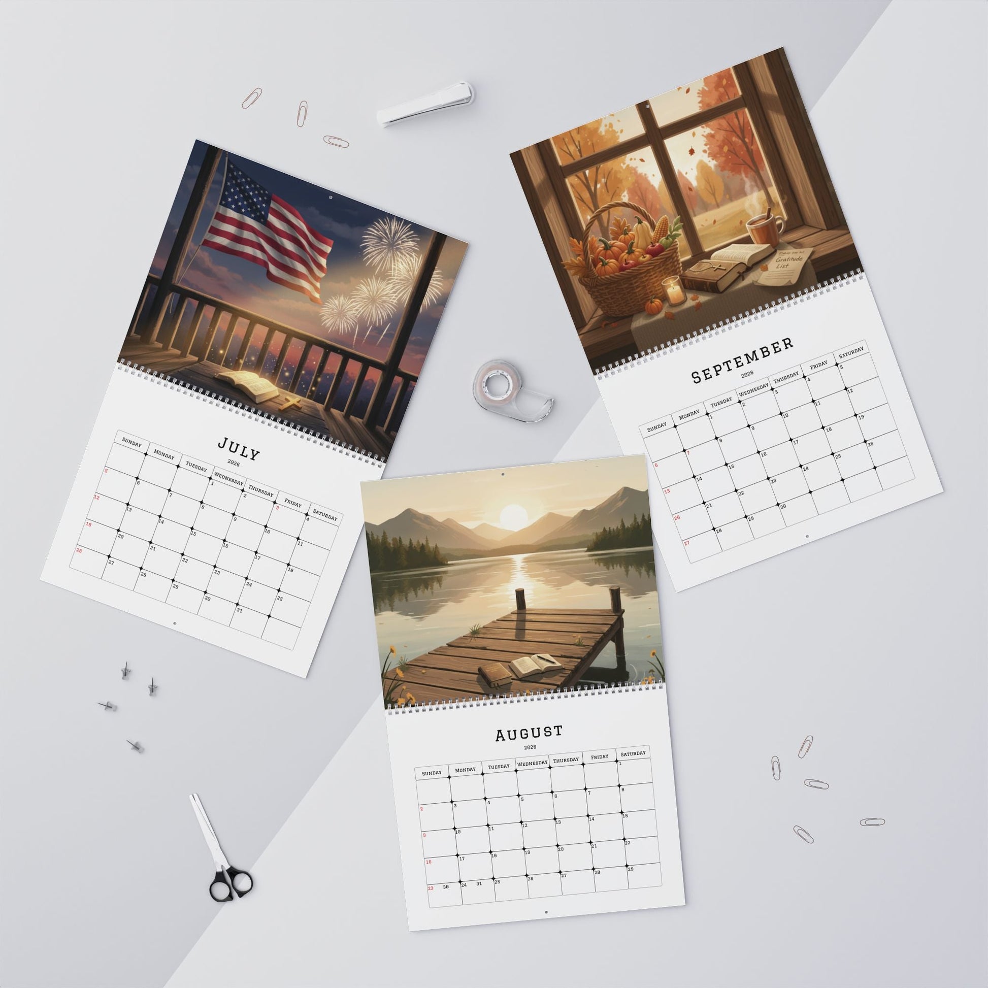 Trusting His Timing in All Seasons – Christian 2026 Wall Calendar | Faith - Inspired Home Décor Gift - Bubble Gum Wink