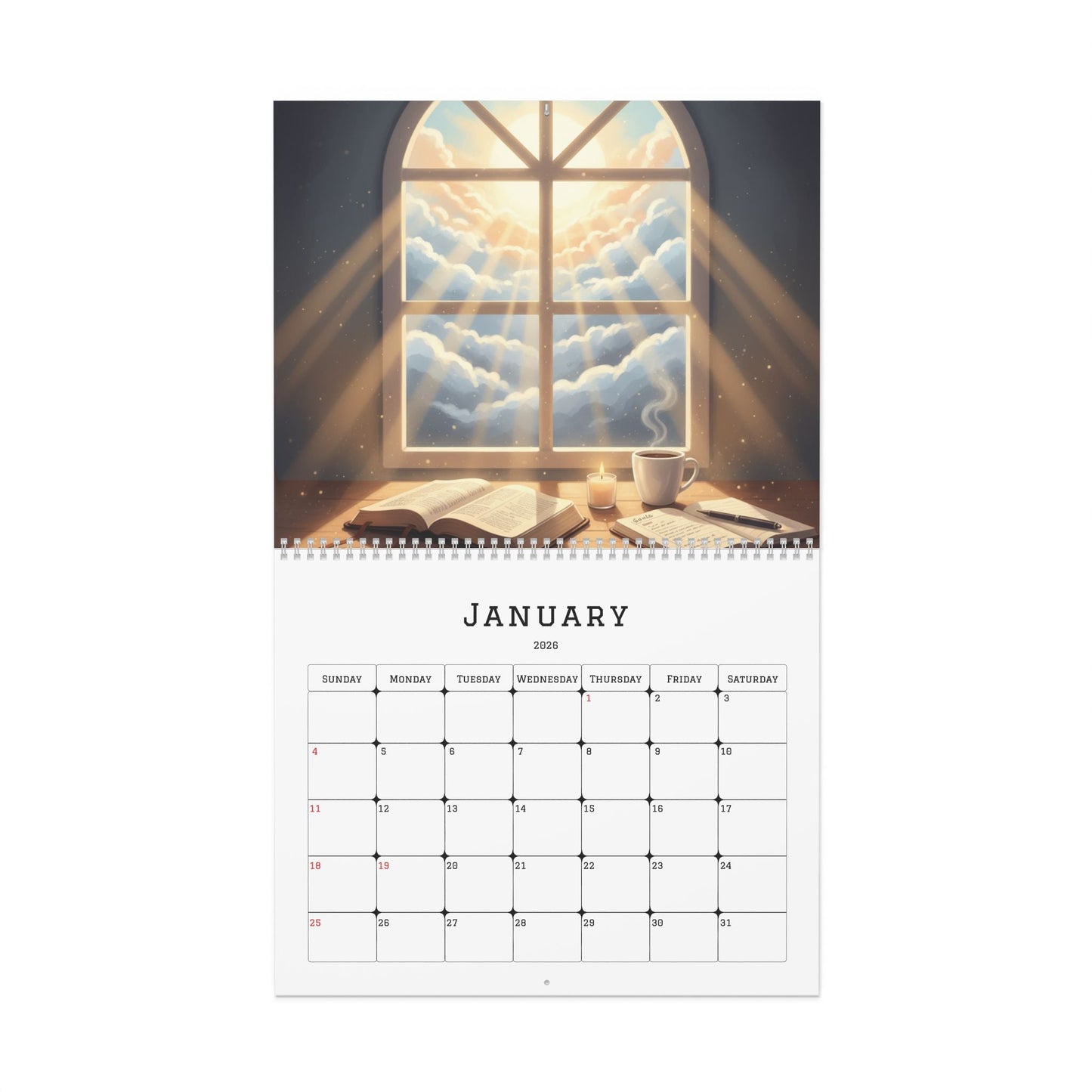 Trusting His Timing in All Seasons – Christian 2026 Wall Calendar | Faith - Inspired Home Décor Gift - Bubble Gum Wink