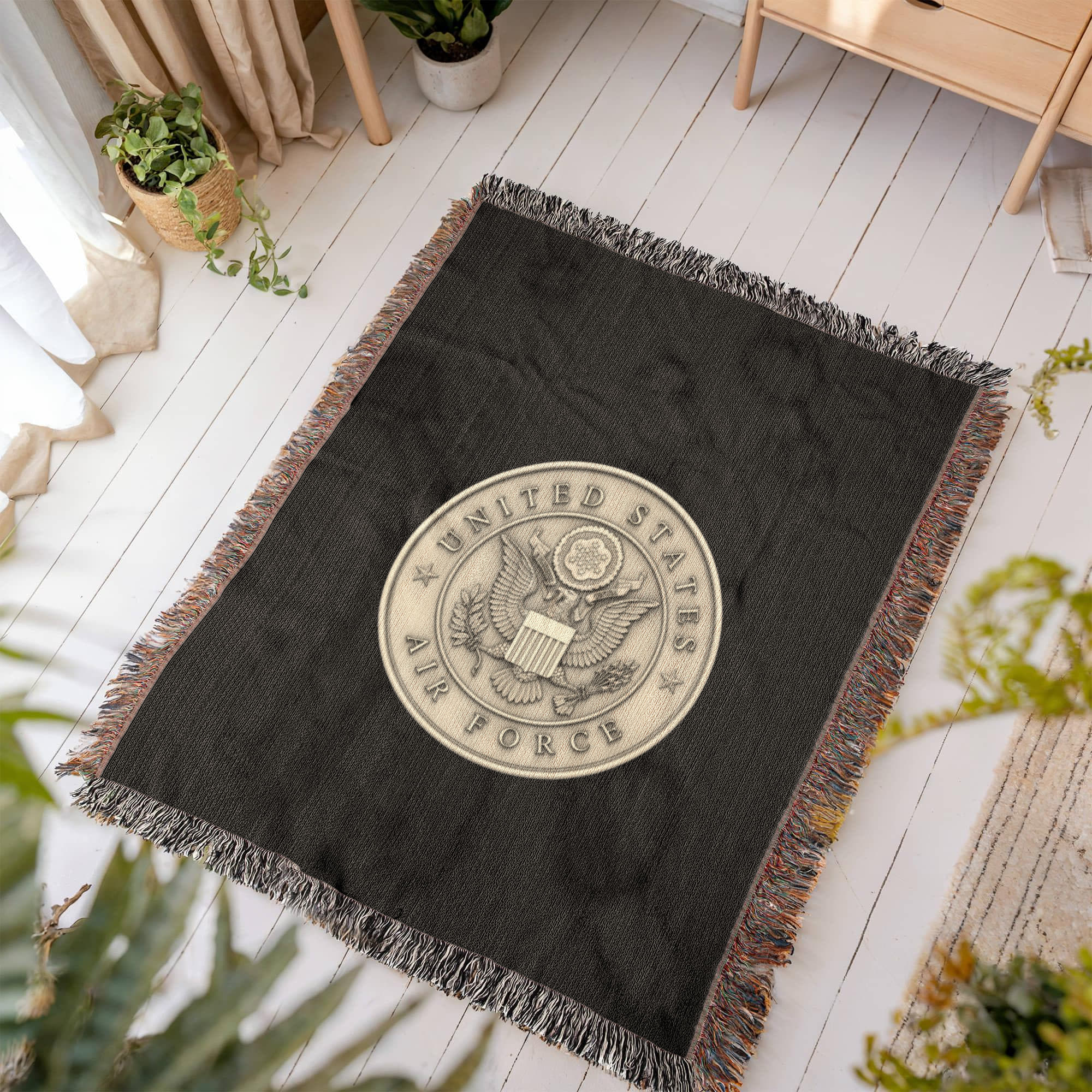 United States Air Force Woven Throw Blanket – Cotton Military Tribute - Bubble Gum Wink