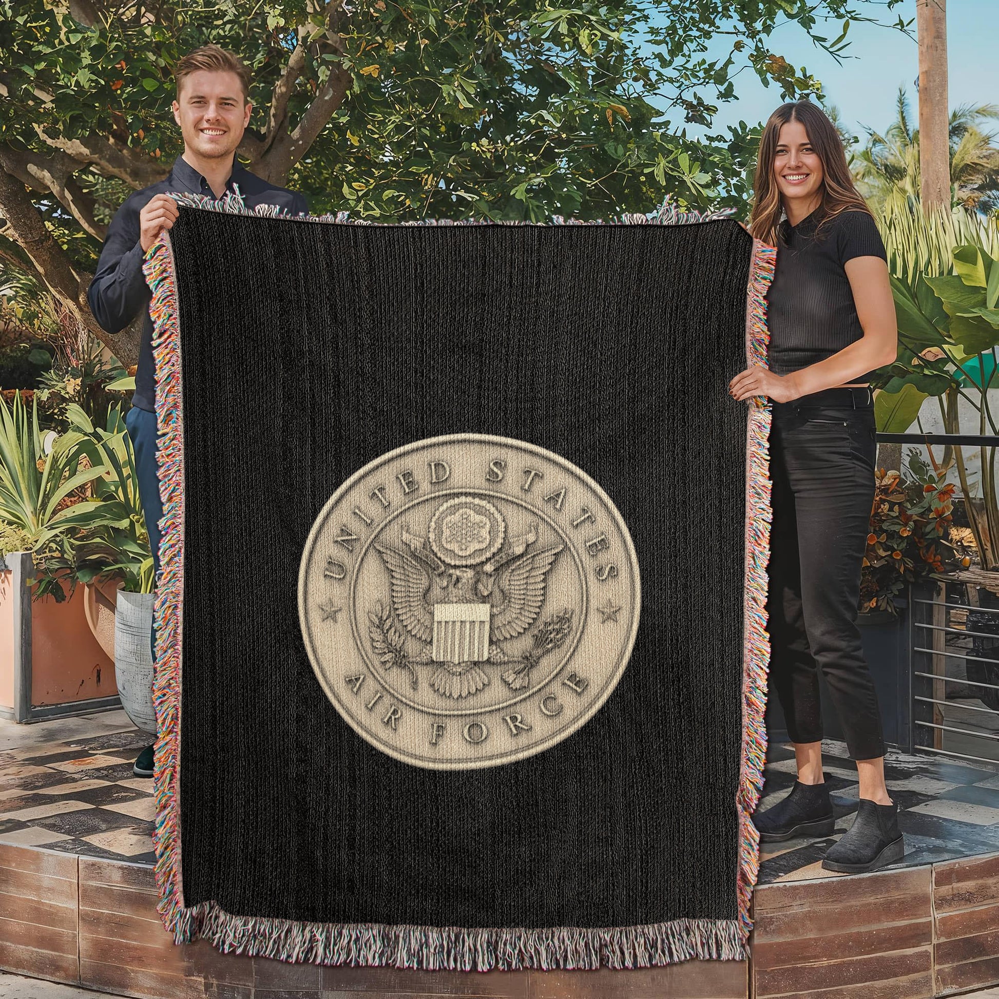 United States Air Force Woven Throw Blanket – Cotton Military Tribute - Bubble Gum Wink