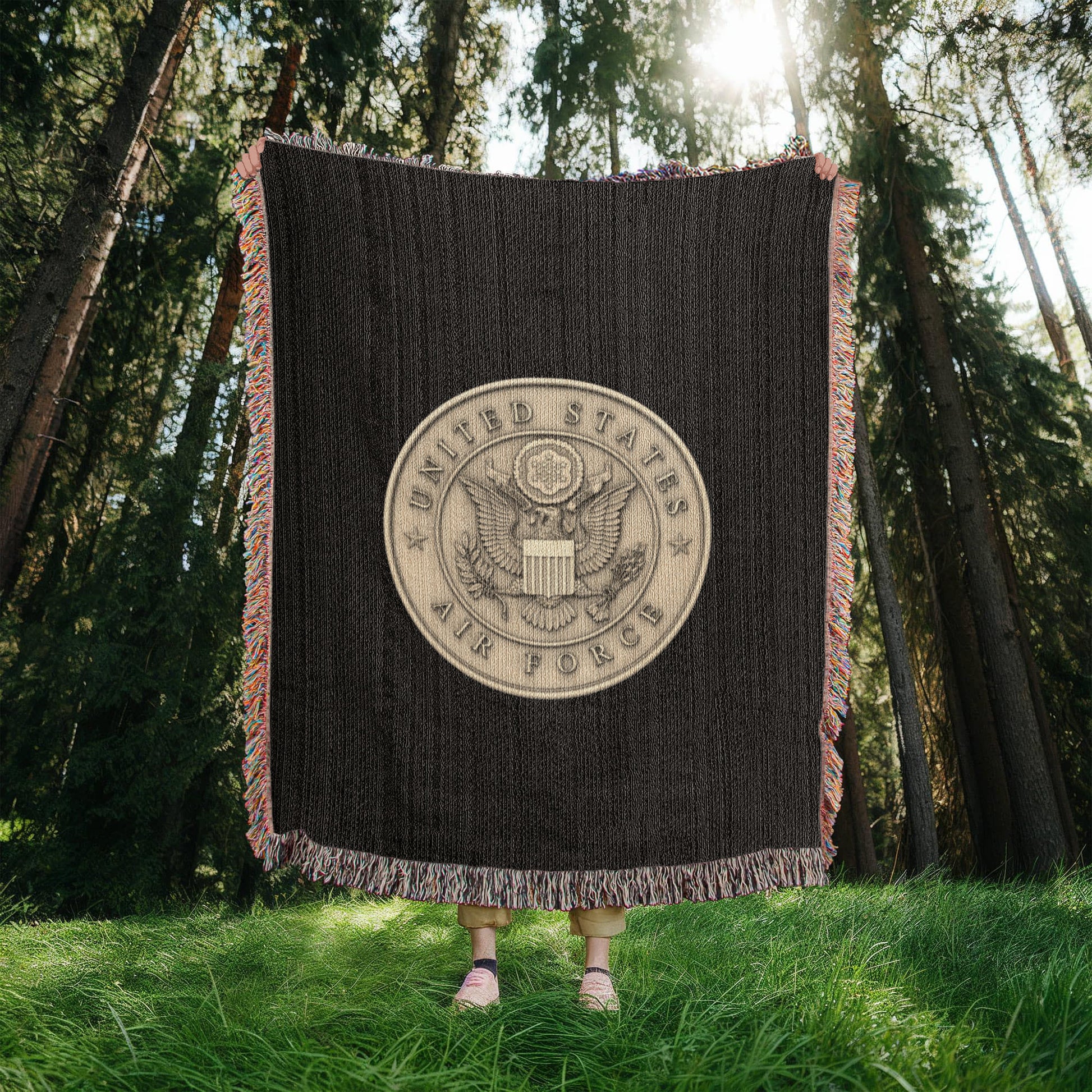 United States Air Force Woven Throw Blanket – Cotton Military Tribute - Bubble Gum Wink