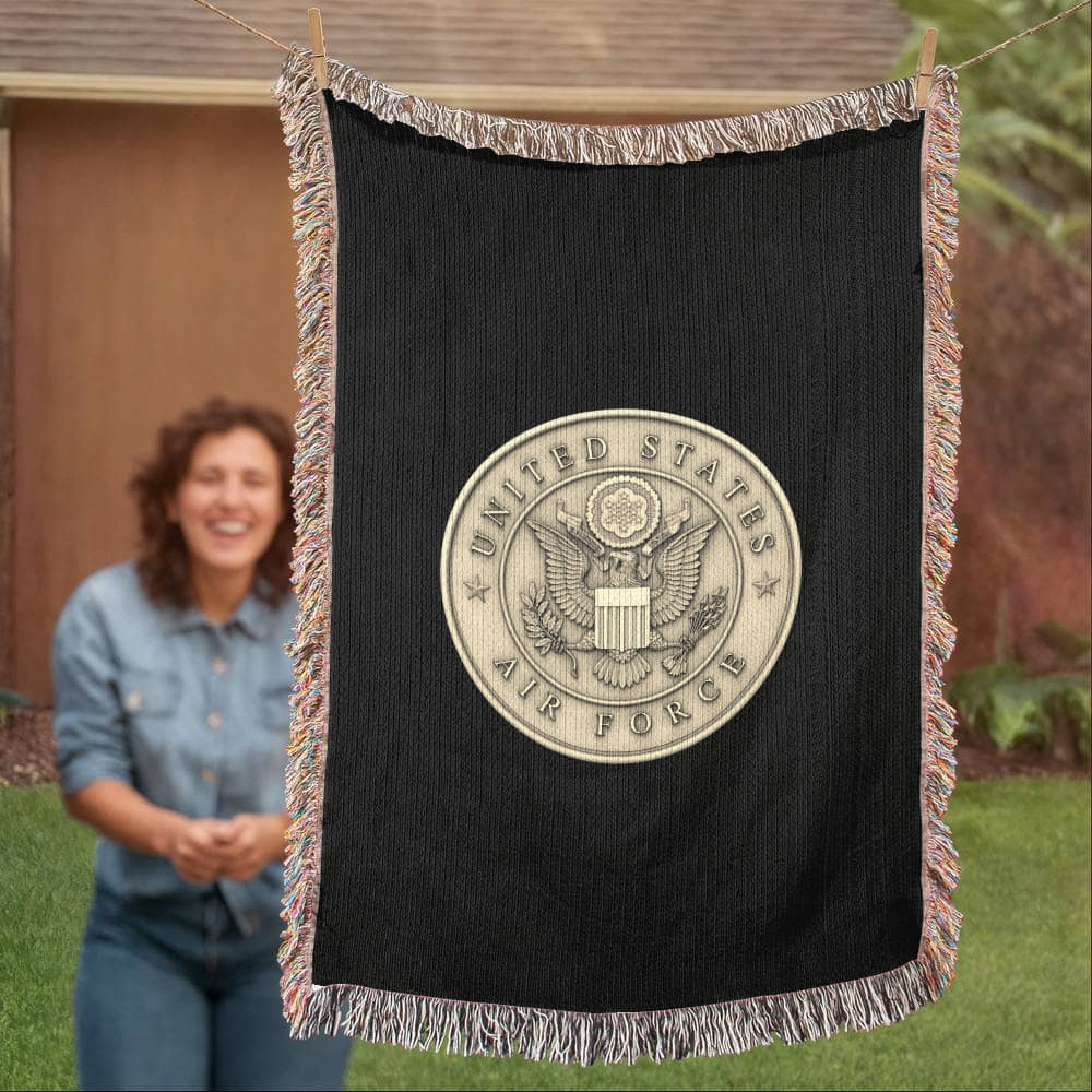 United States Air Force Woven Throw Blanket – Cotton Military Tribute - Bubble Gum Wink