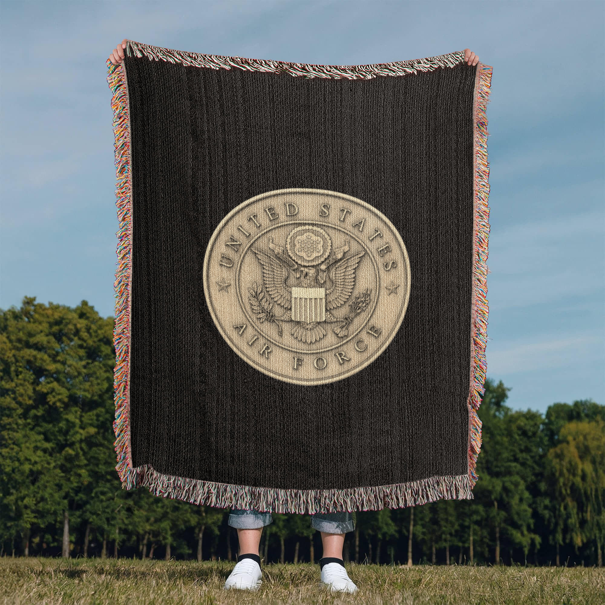 United States Air Force Woven Throw Blanket – Cotton Military Tribute - Bubble Gum Wink