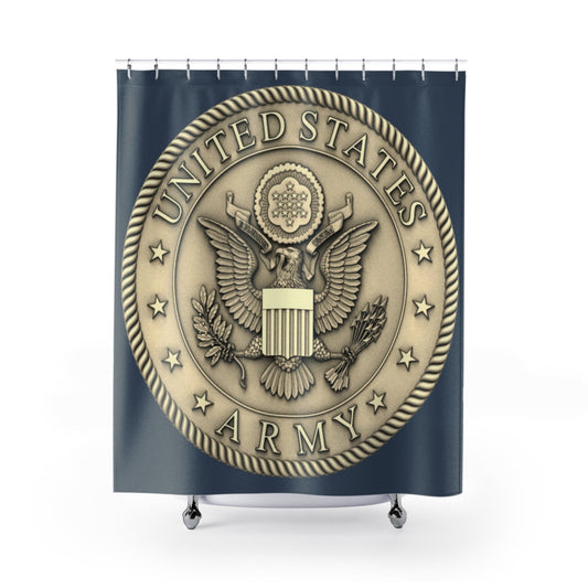 United States Army Seal Shower Curtain | Military Emblem, Patriotic Bathroom - Bubble Gum Wink