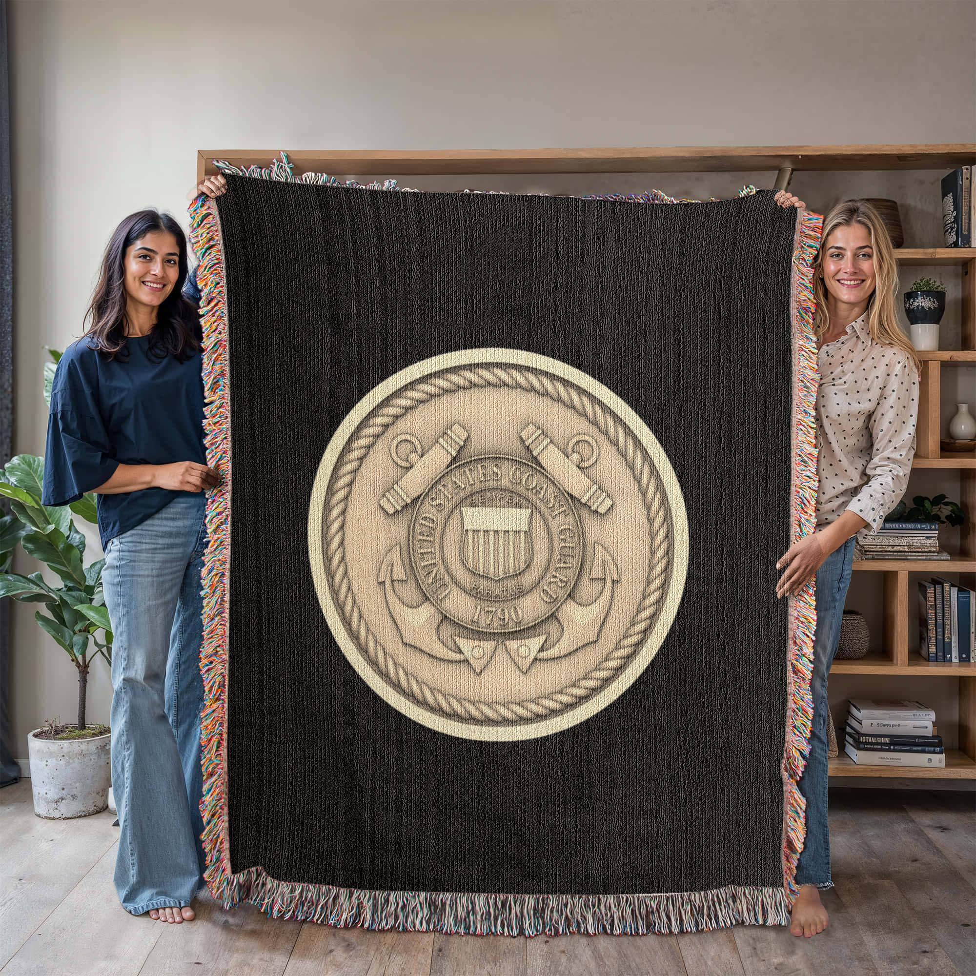 United States Coast Guard Woven Throw Blanket – Semper Paratus Tribute - Bubble Gum Wink