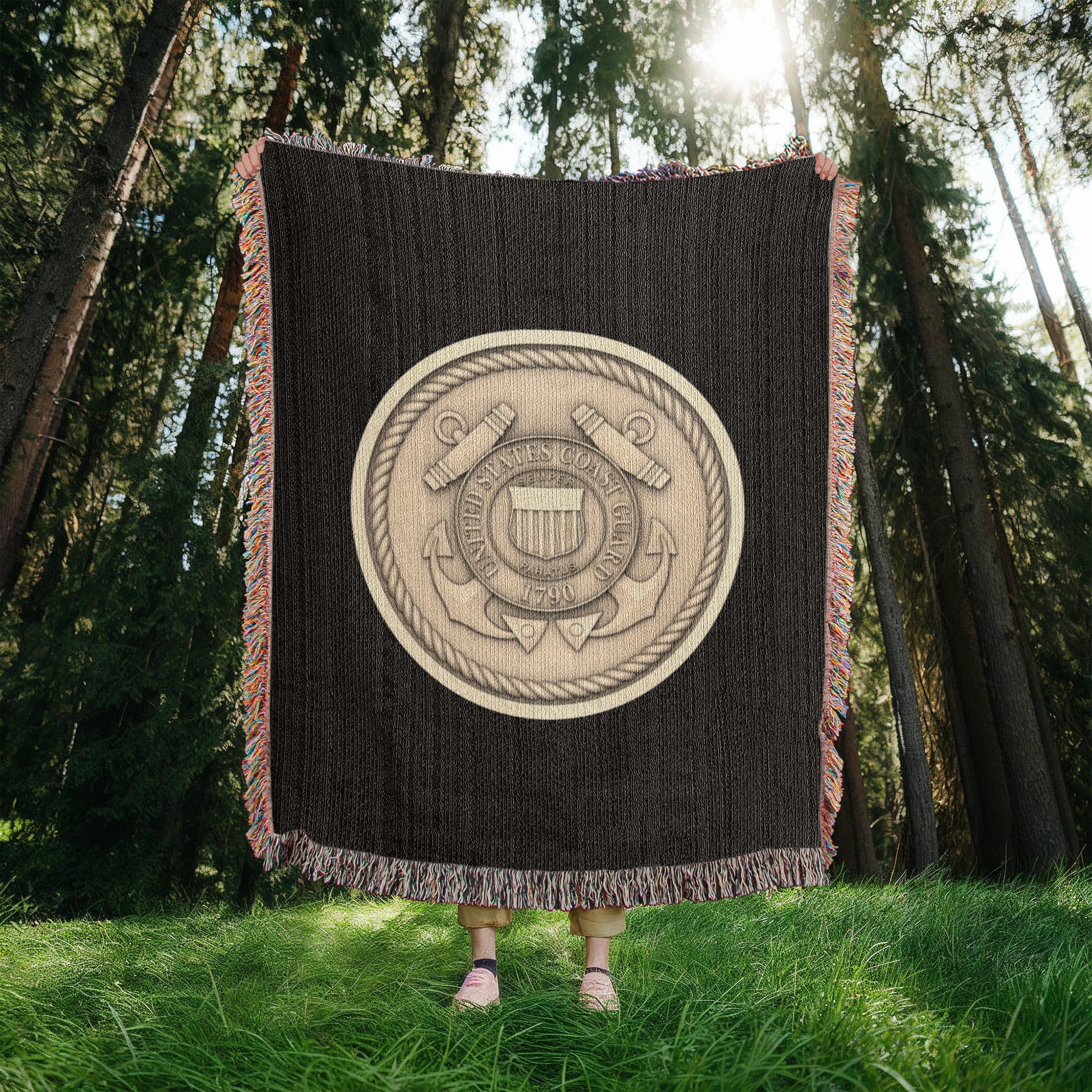 United States Coast Guard Woven Throw Blanket – Semper Paratus Tribute - Bubble Gum Wink