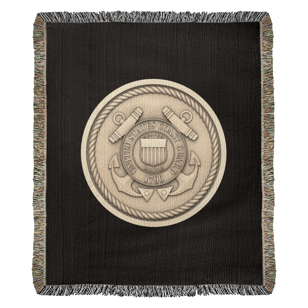 United States Coast Guard Woven Throw Blanket – Semper Paratus Tribute - Bubble Gum Wink