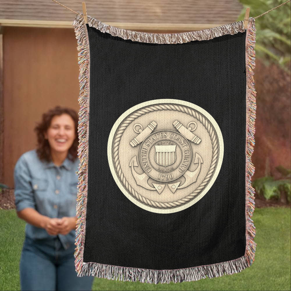 United States Coast Guard Woven Throw Blanket – Semper Paratus Tribute - Bubble Gum Wink