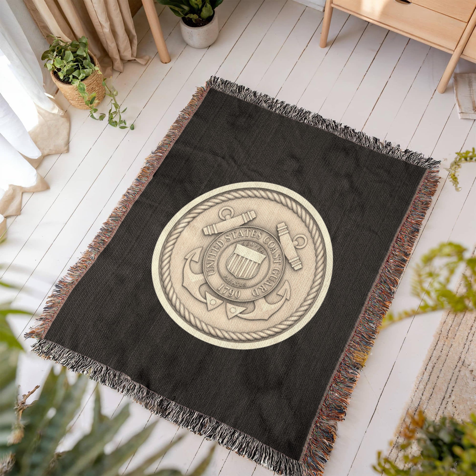 United States Coast Guard Woven Throw Blanket – Semper Paratus Tribute - Bubble Gum Wink