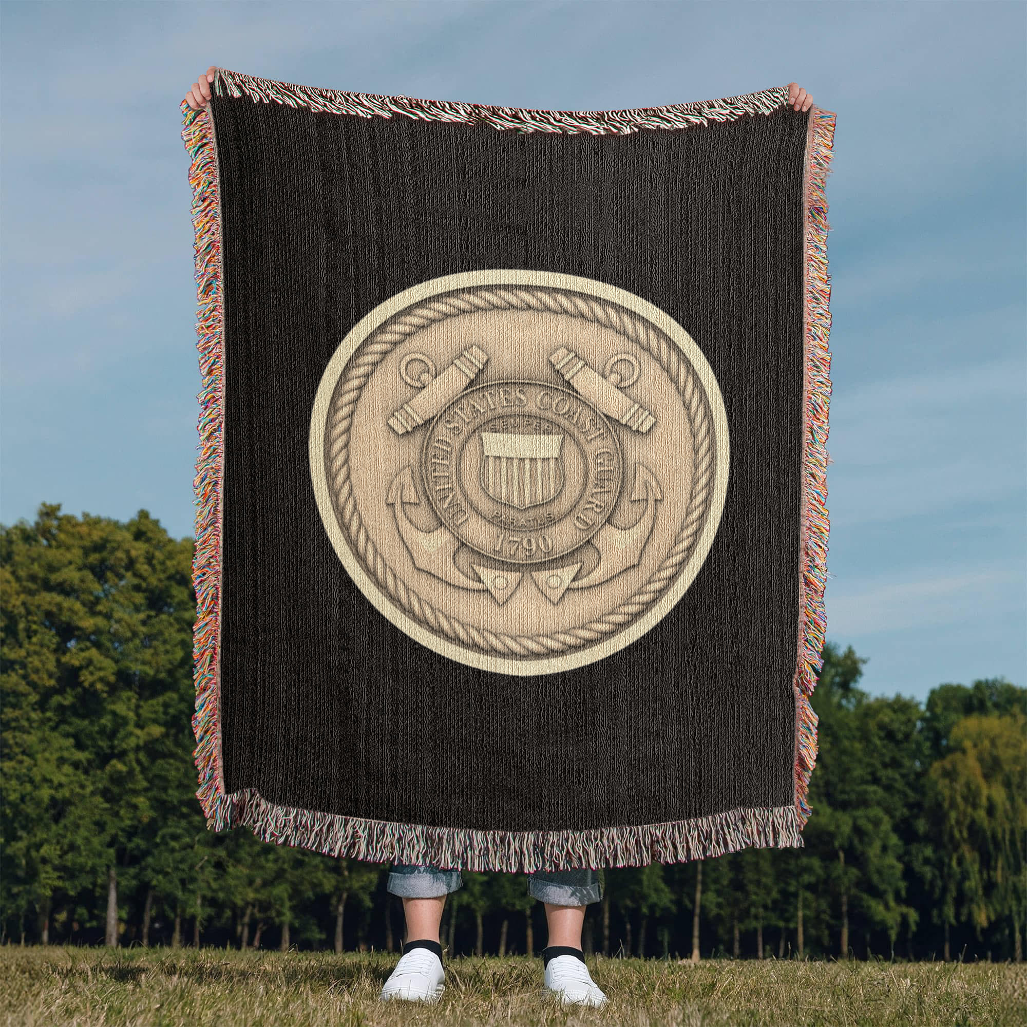 United States Coast Guard Woven Throw Blanket – Semper Paratus Tribute - Bubble Gum Wink