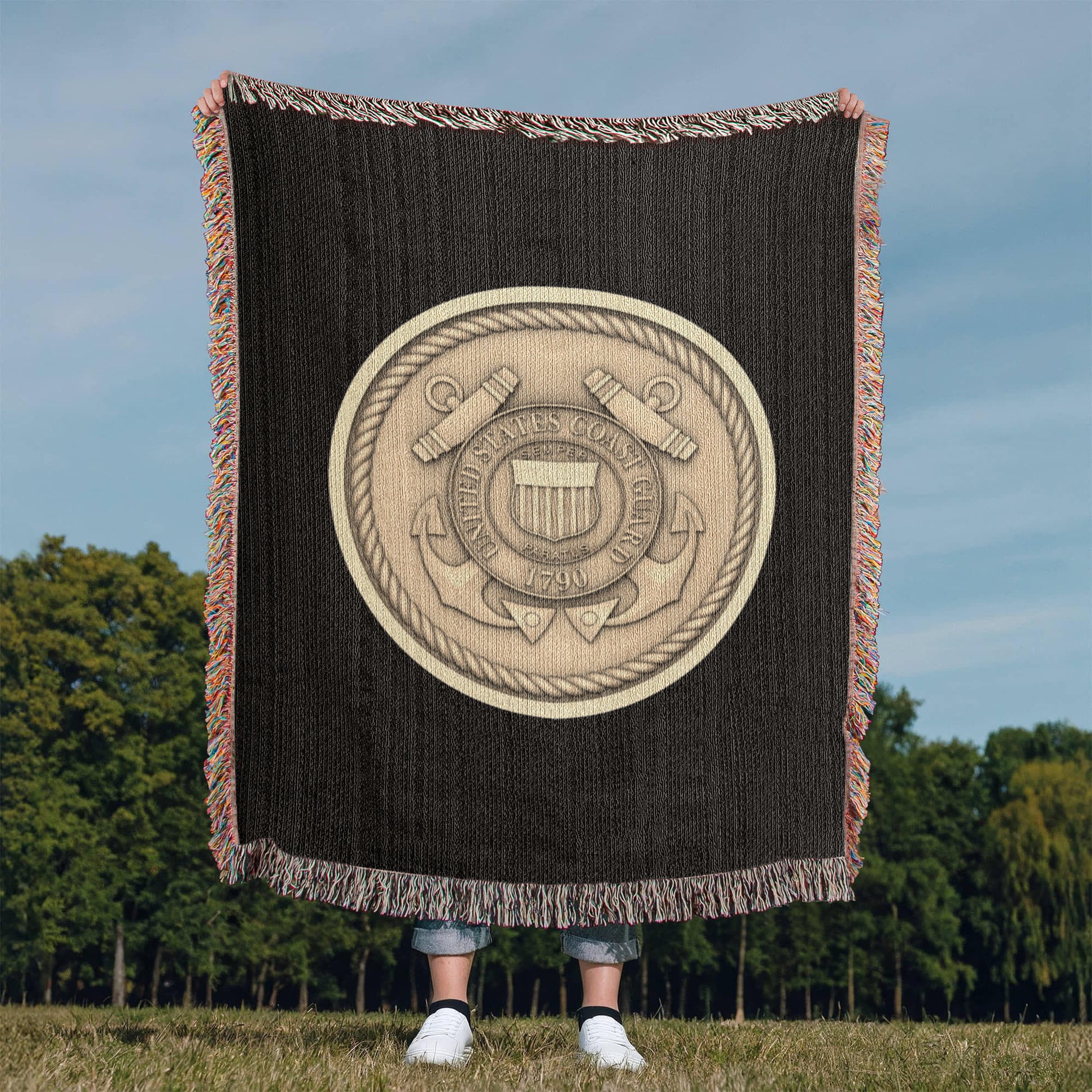 United States Coast Guard Woven Throw Blanket – Semper Paratus Tribute - Bubble Gum Wink