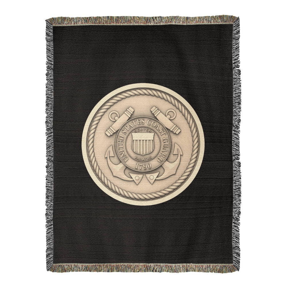 United States Coast Guard Woven Throw Blanket – Semper Paratus Tribute - Bubble Gum Wink