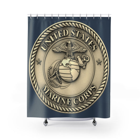 United States Marine Corps Emblem Shower Curtain | USMC Seal Bathroom Decor - Bubble Gum Wink