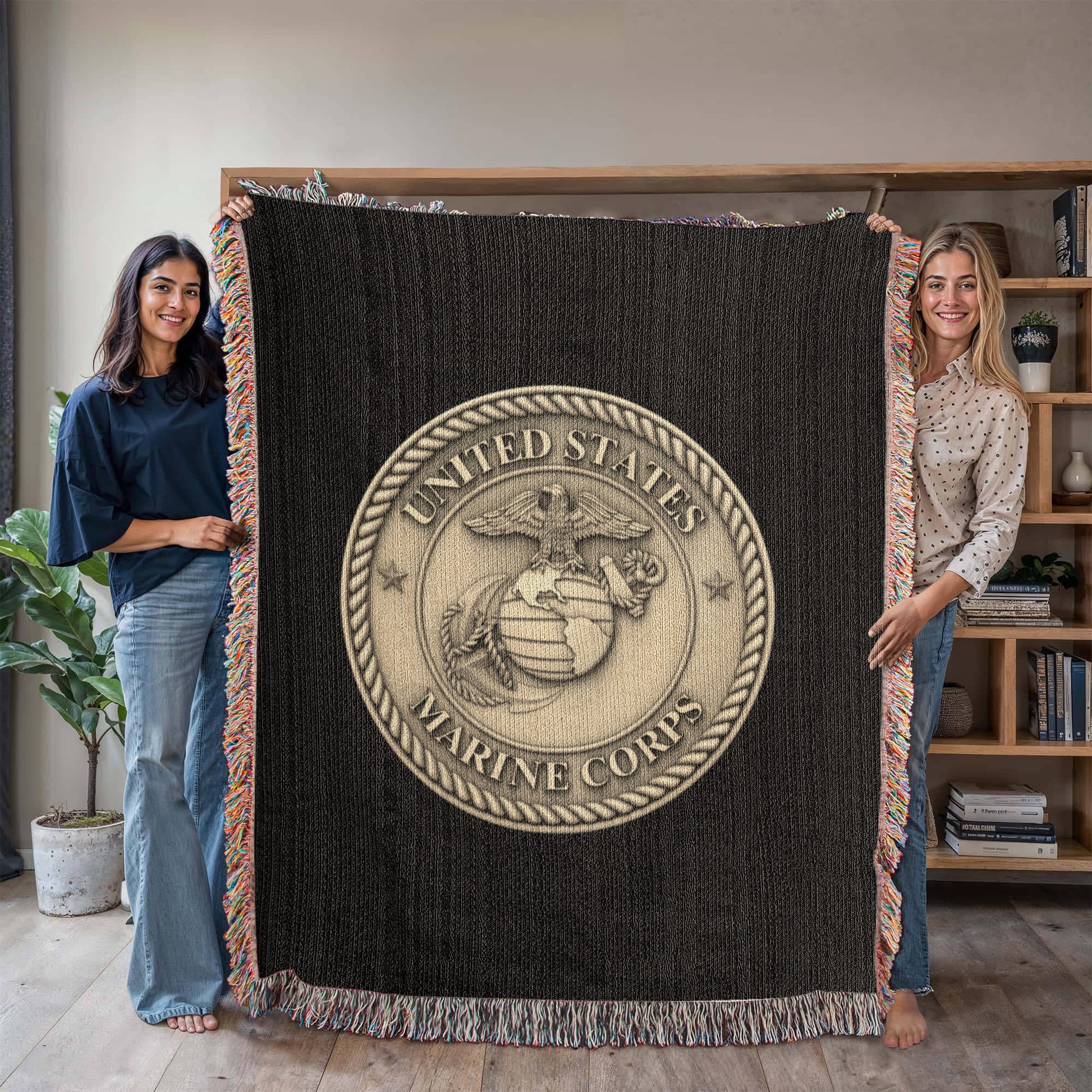 United States Marine Corps Woven Throw Blanket – Semper Fidelis Tribute - Bubble Gum Wink