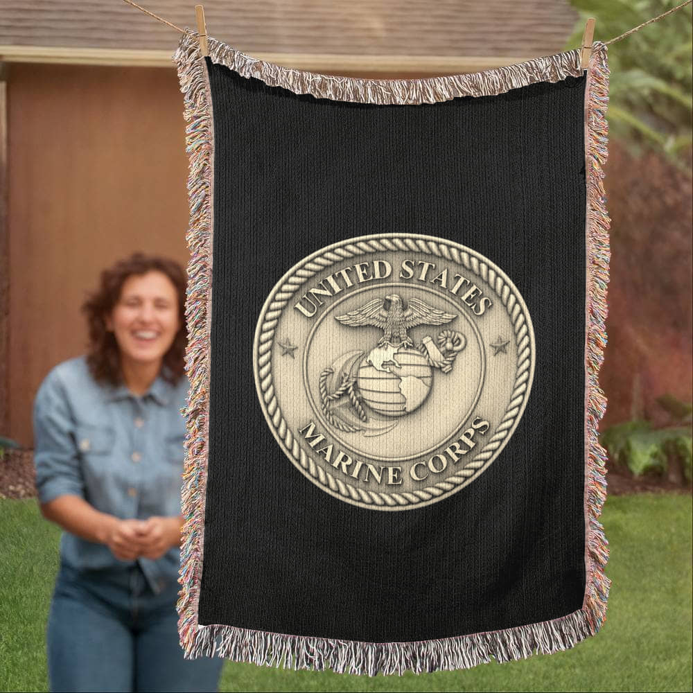 United States Marine Corps Woven Throw Blanket – Semper Fidelis Tribute - Bubble Gum Wink