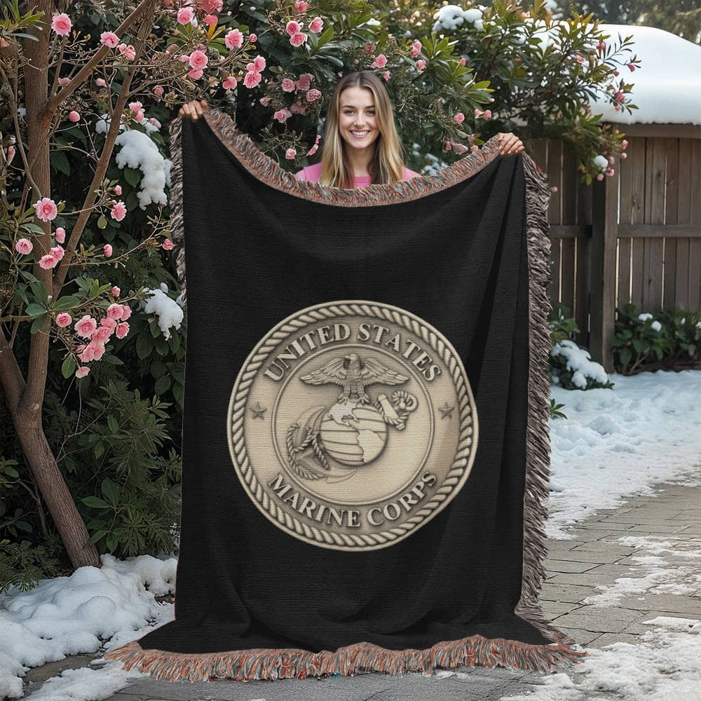 United States Marine Corps Woven Throw Blanket – Semper Fidelis Tribute - Bubble Gum Wink