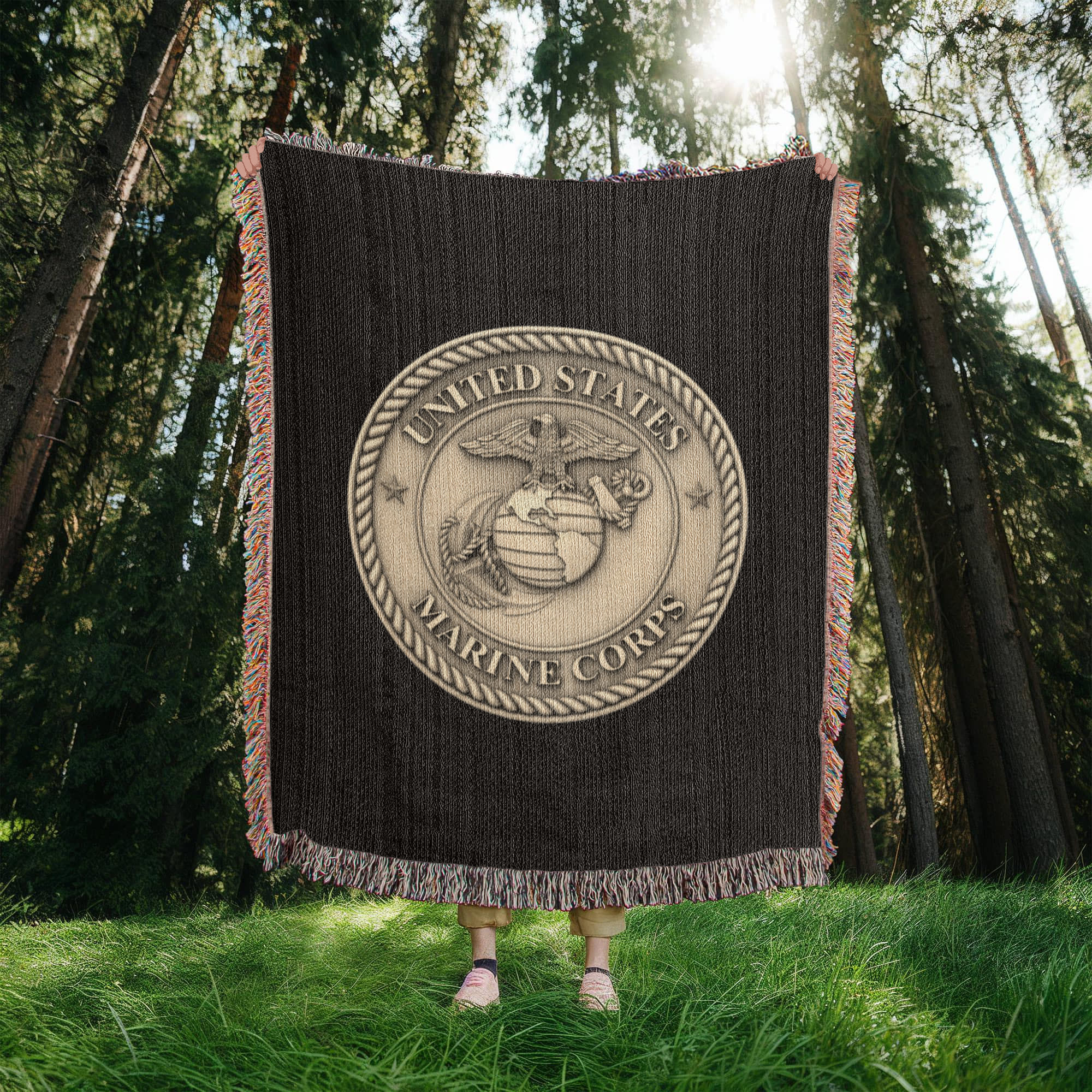 United States Marine Corps Woven Throw Blanket – Semper Fidelis Tribute - Bubble Gum Wink