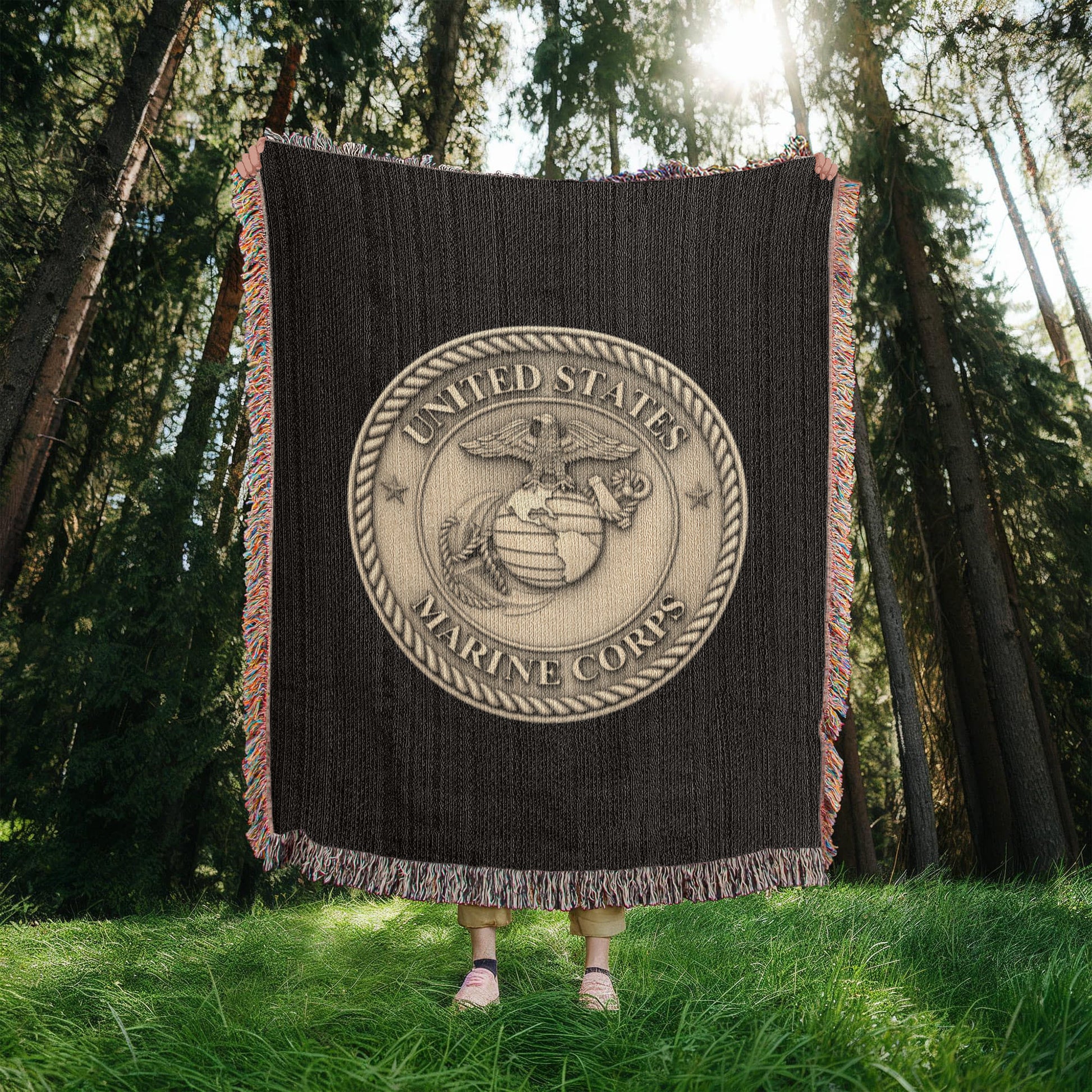 United States Marine Corps Woven Throw Blanket – Semper Fidelis Tribute - Bubble Gum Wink