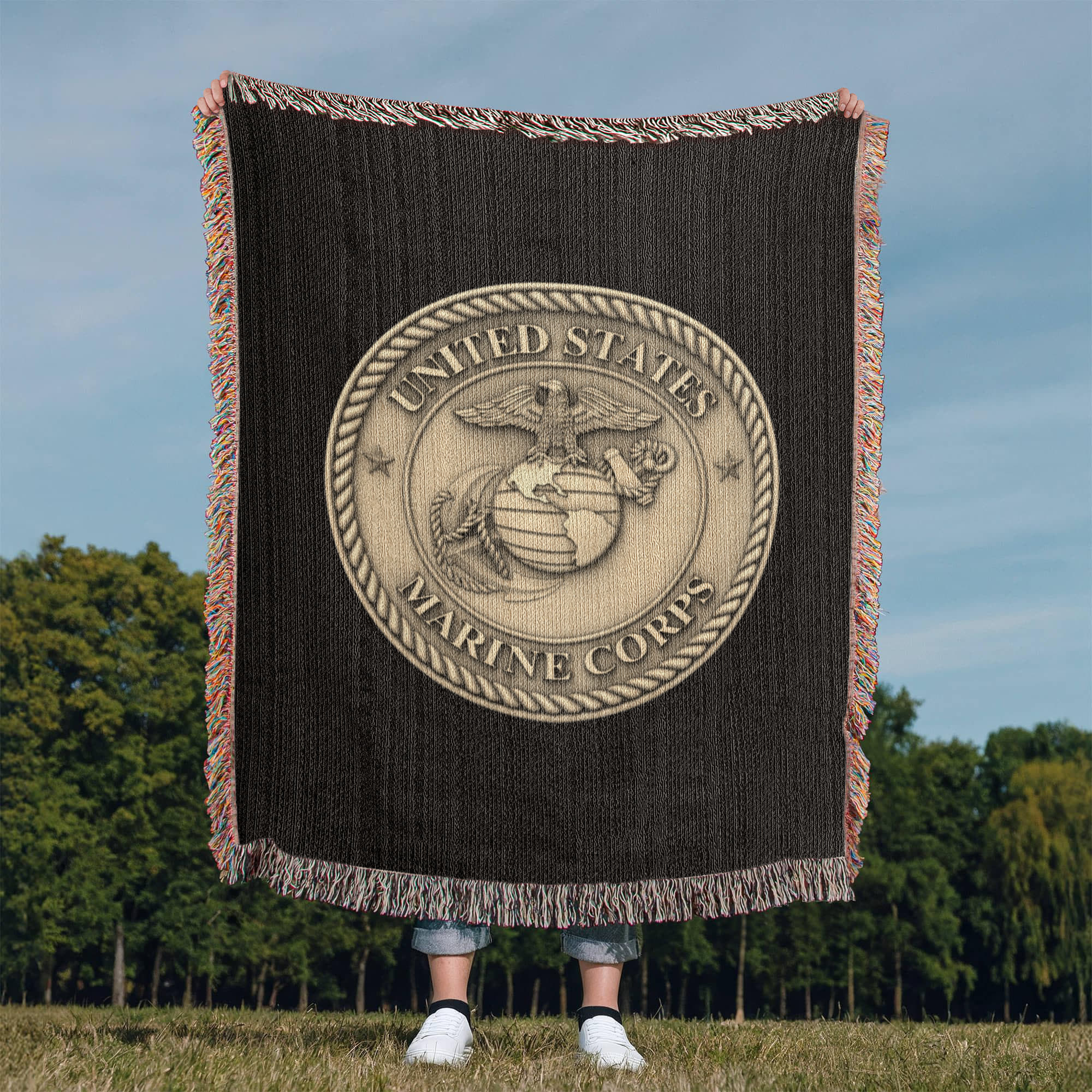 United States Marine Corps Woven Throw Blanket – Semper Fidelis Tribute - Bubble Gum Wink