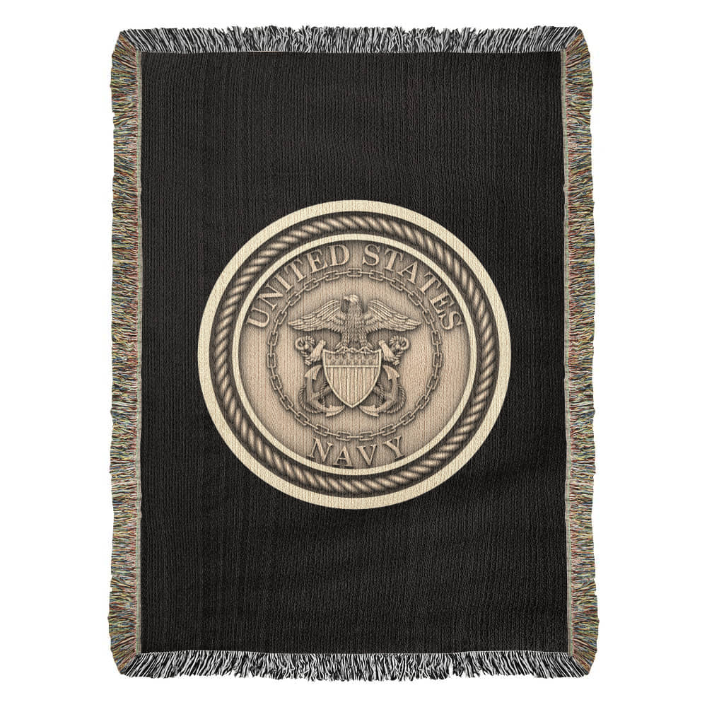 United States Navy Anchor Woven Throw Blanket – Honor, Courage, Commitment - Bubble Gum Wink